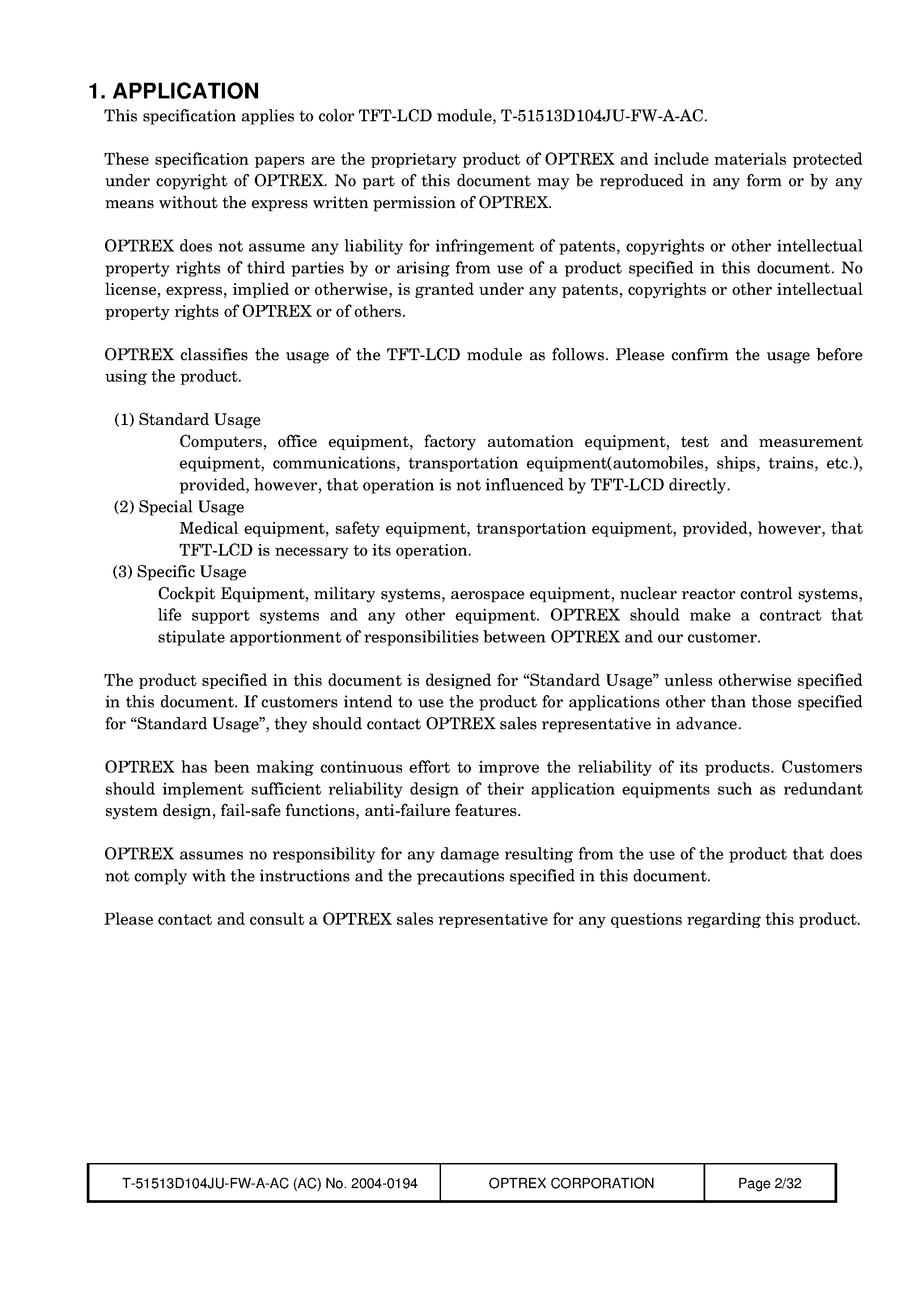 Datasheet T-51513D104JU-FW-A-AC page 2 Datasheet T-51513D104JU-FW-A-AC - LCD_Module page 2