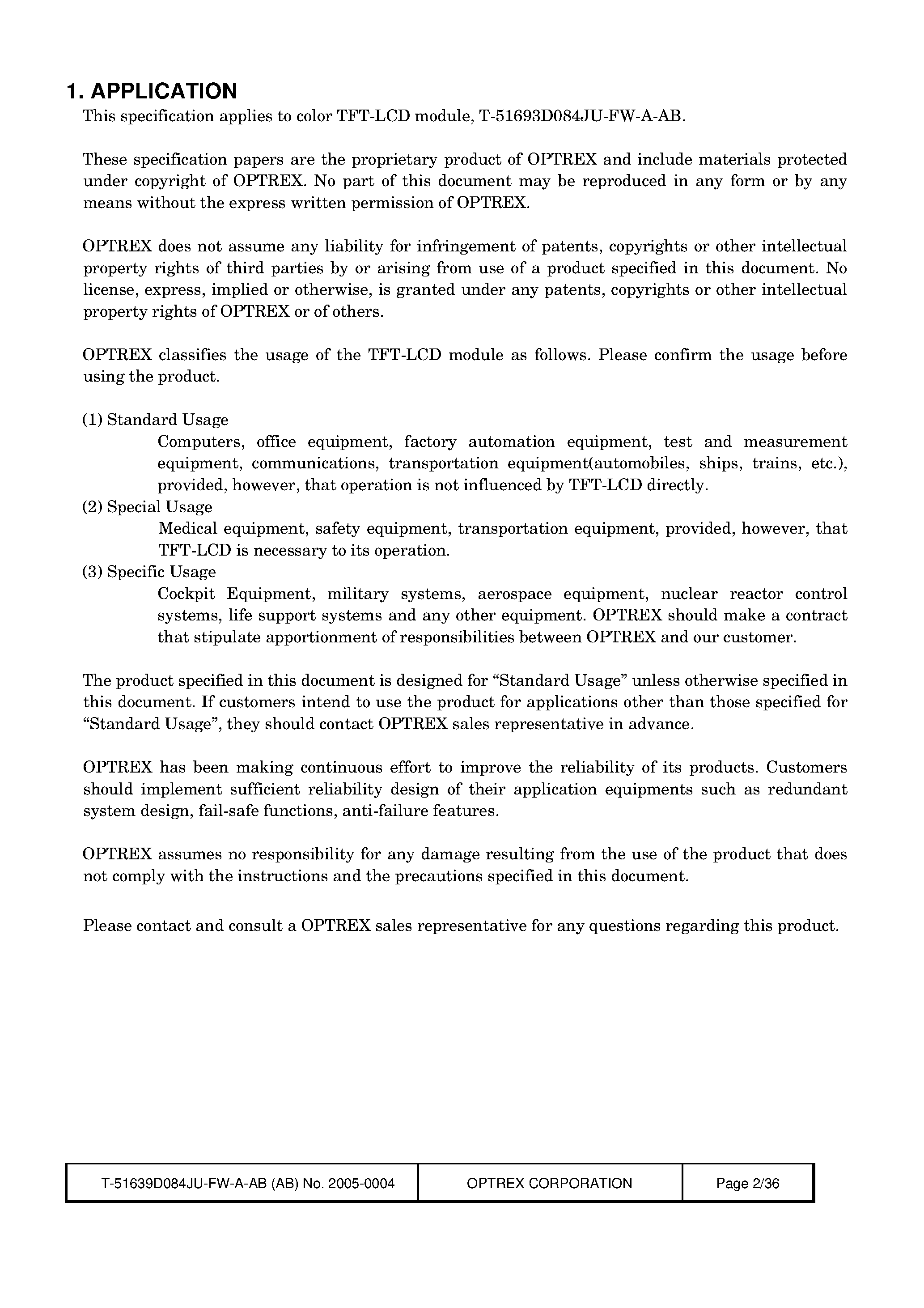 Datasheet T-51639D084JU-FW-A-AB page 2 Datasheet T-51639D084JU-FW-A-AB - LCD_Module page 2