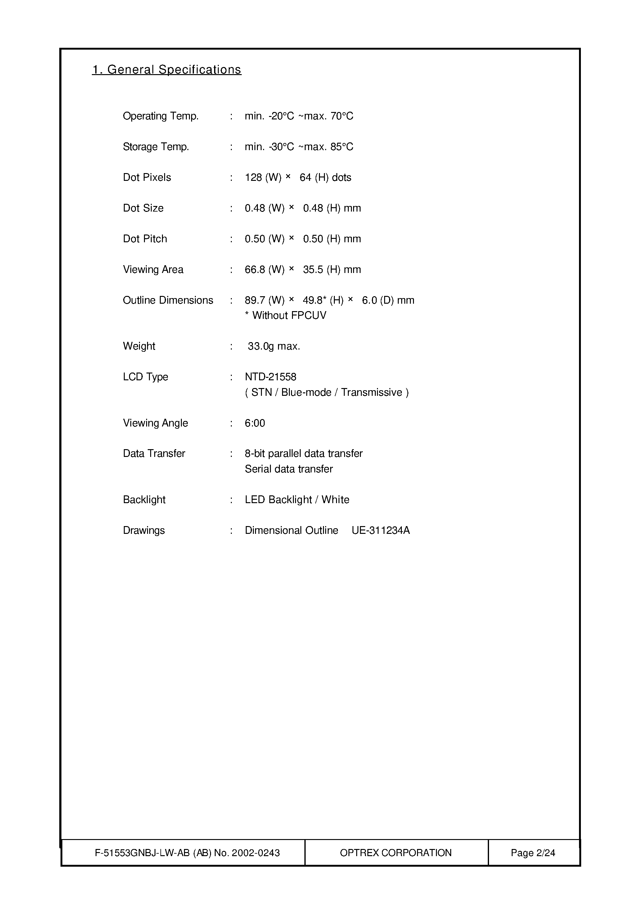 Datasheet F-51533GNBJ-LW-AB - LCD_Module page 2