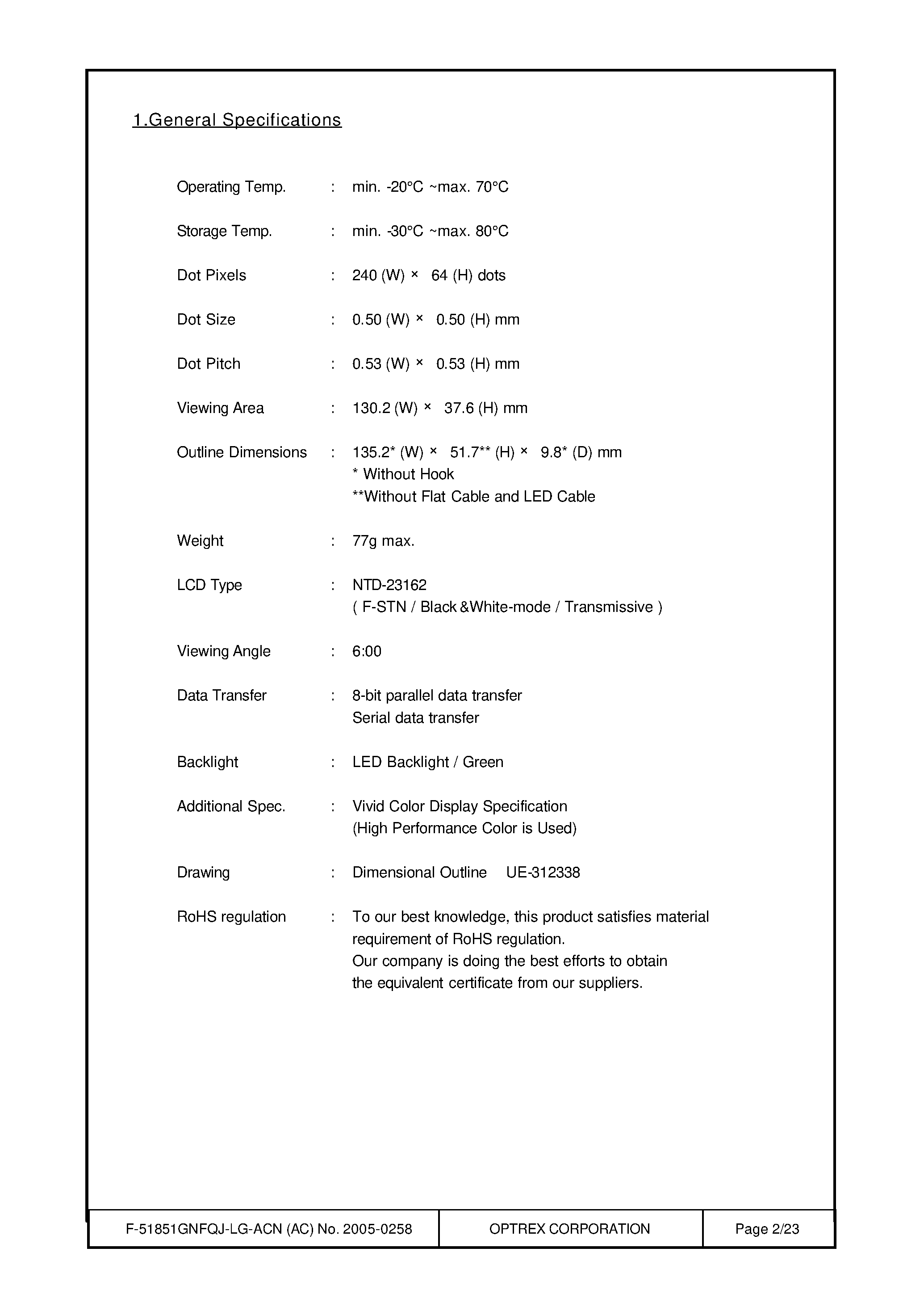 Даташит на микросхему F-51851GNGQJ-LG-ACN страница 2 Даташит F-51851GNGQJ-LG-ACN - LCD_Module страница 2