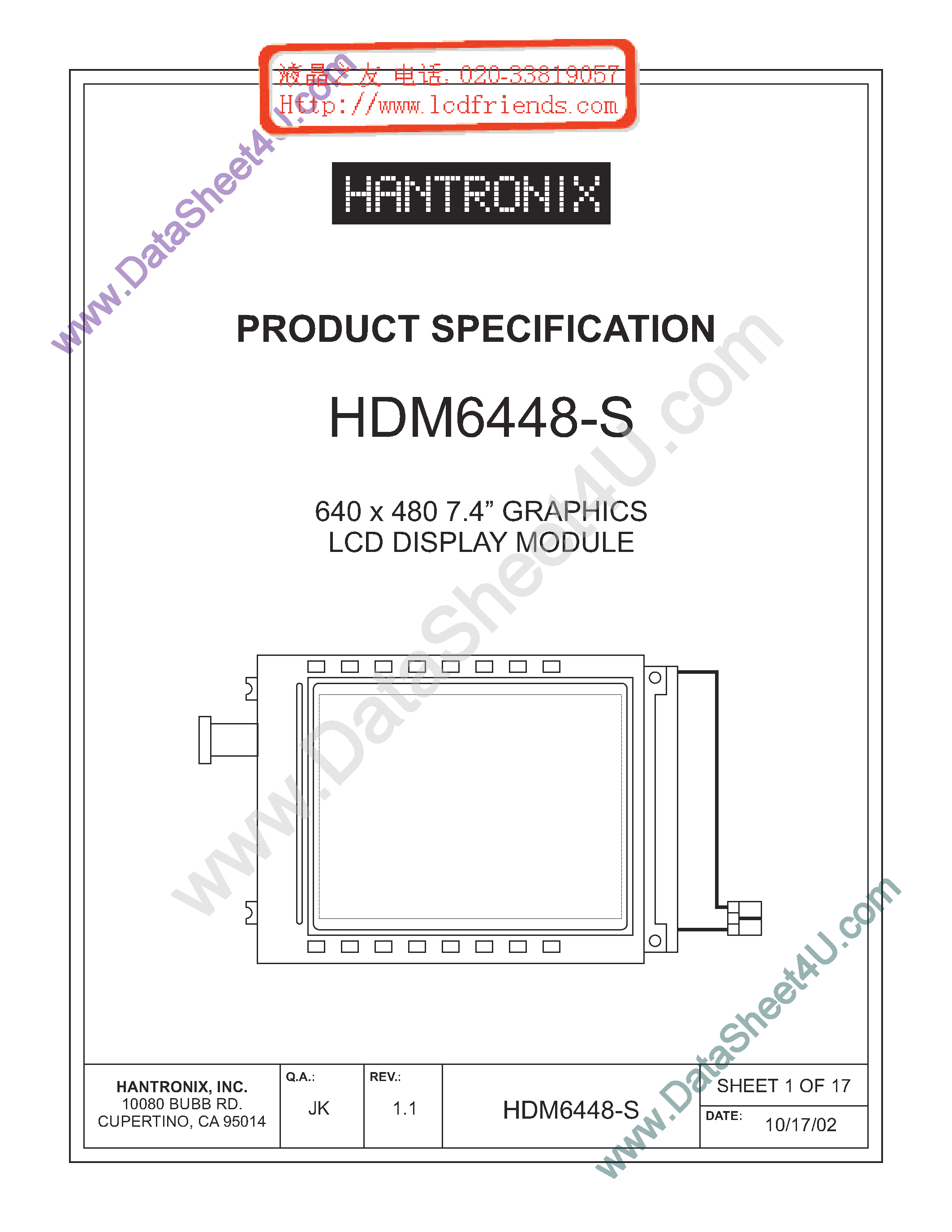 Datasheet HDMs6448-s - LCD DISPLAY MODULE page 1
