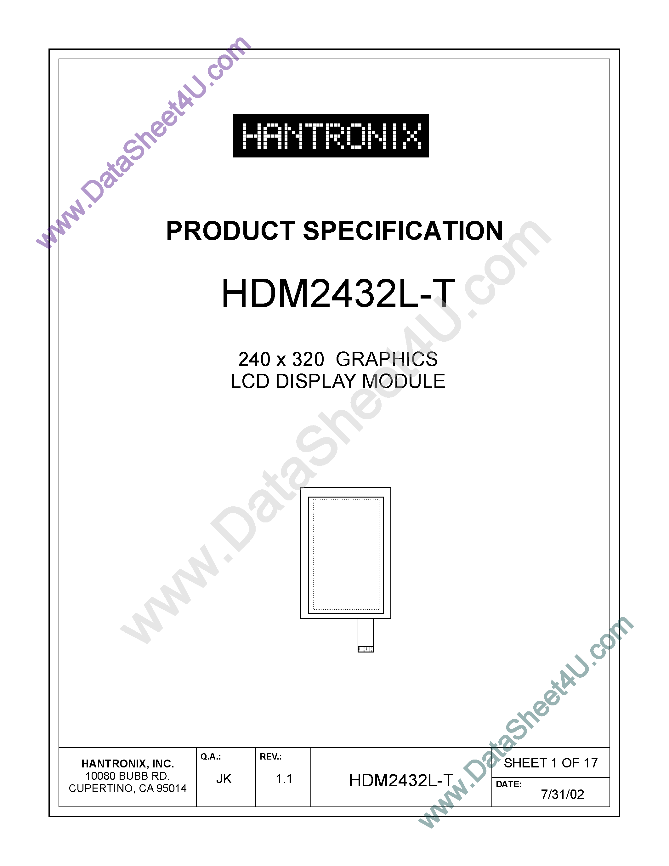 Даташит на микросхему HDMs2432l-t H страница 1 Даташит HDMs2432l-t H - LCD DISPLAY MODULE страница 1