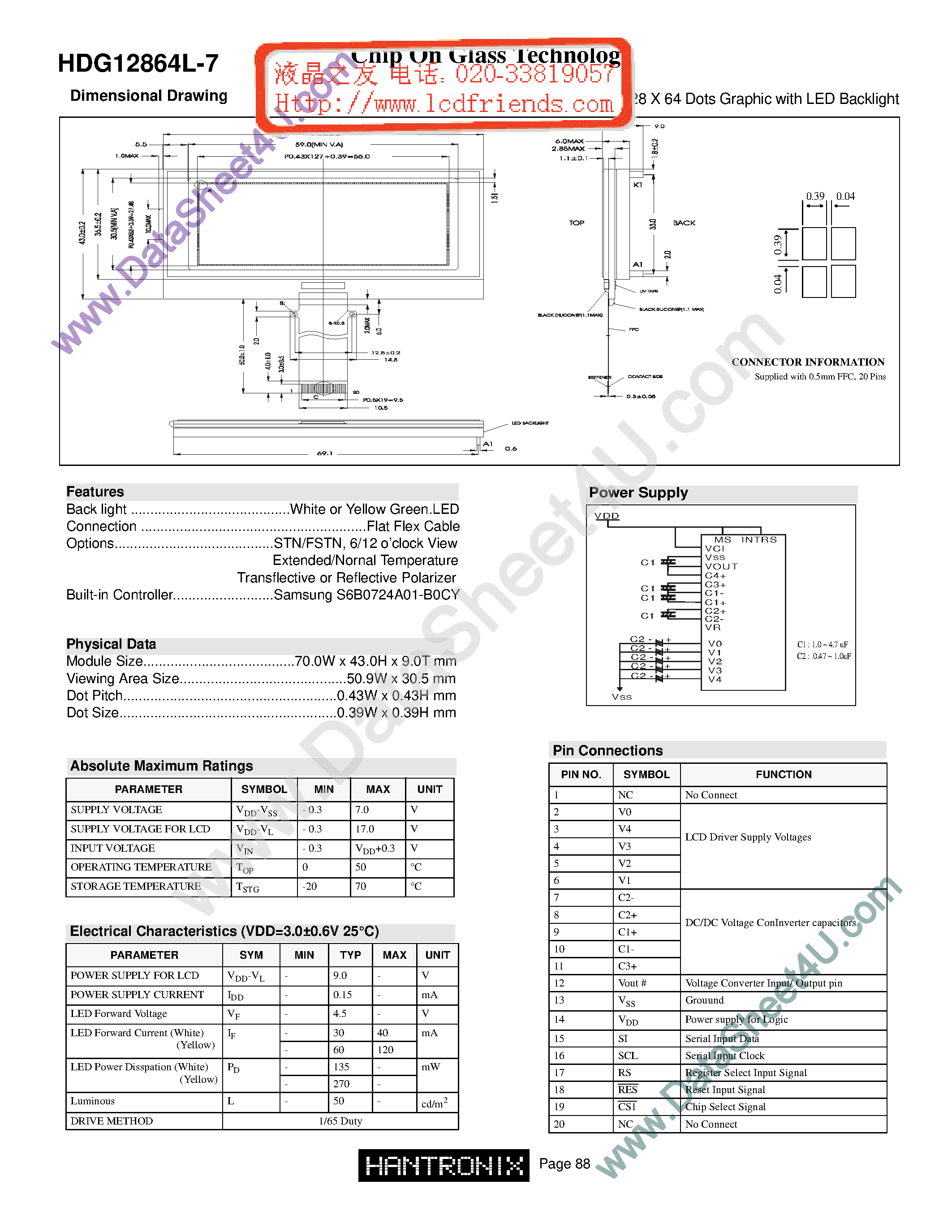 Datasheet HDM12864l-7 page 1 Datasheet HDM12864l-7 - LCD DISPLAY MODULE page 1