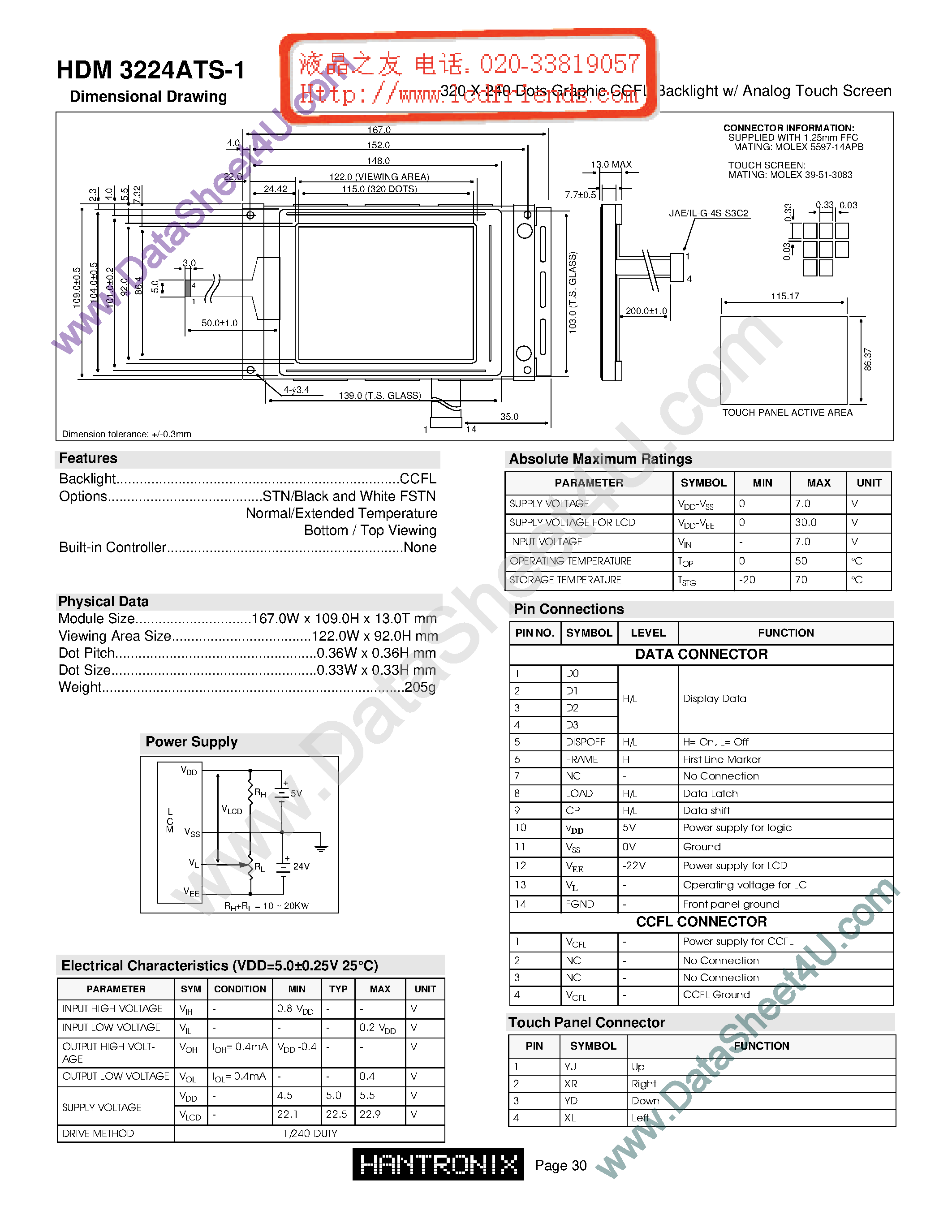 Даташит HDM3224ats-1 - LCD DISPLAY MODULE страница 1