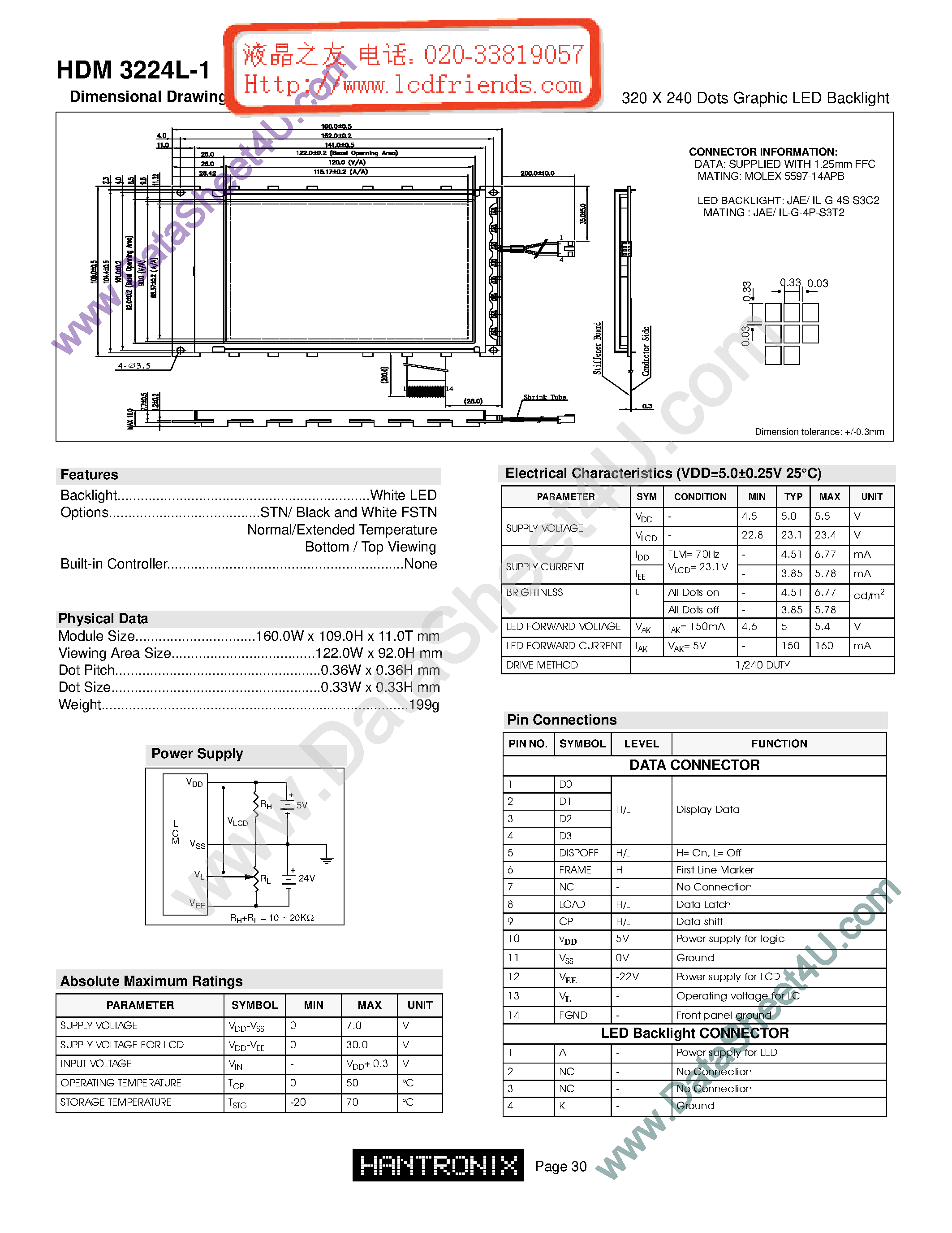 Даташит HDM3224l-1 - LCD DISPLAY MODULE страница 1
