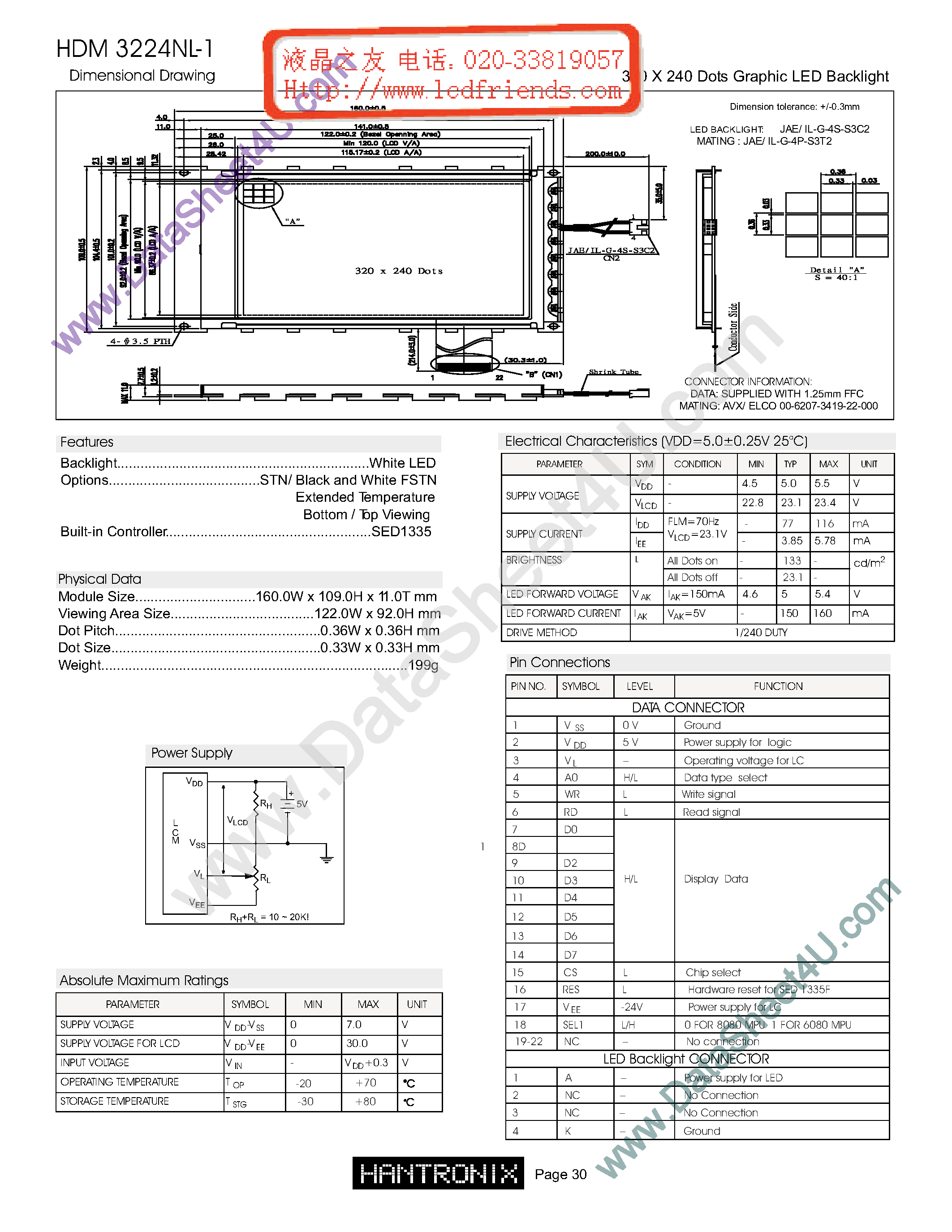 Даташит HDM3224nl-1 - LCD DISPLAY MODULE страница 1