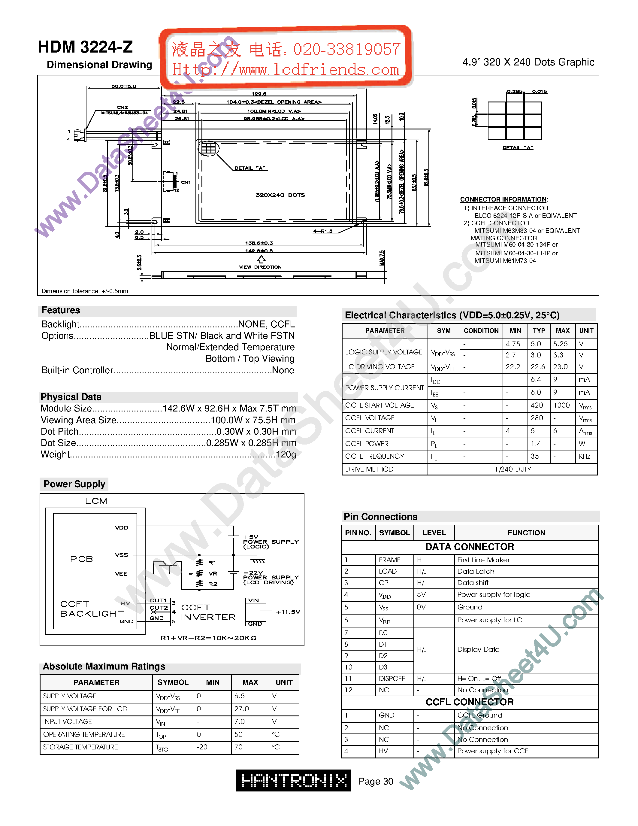 Datasheet HDM3224-z - LCD DISPLAY MODULE page 1