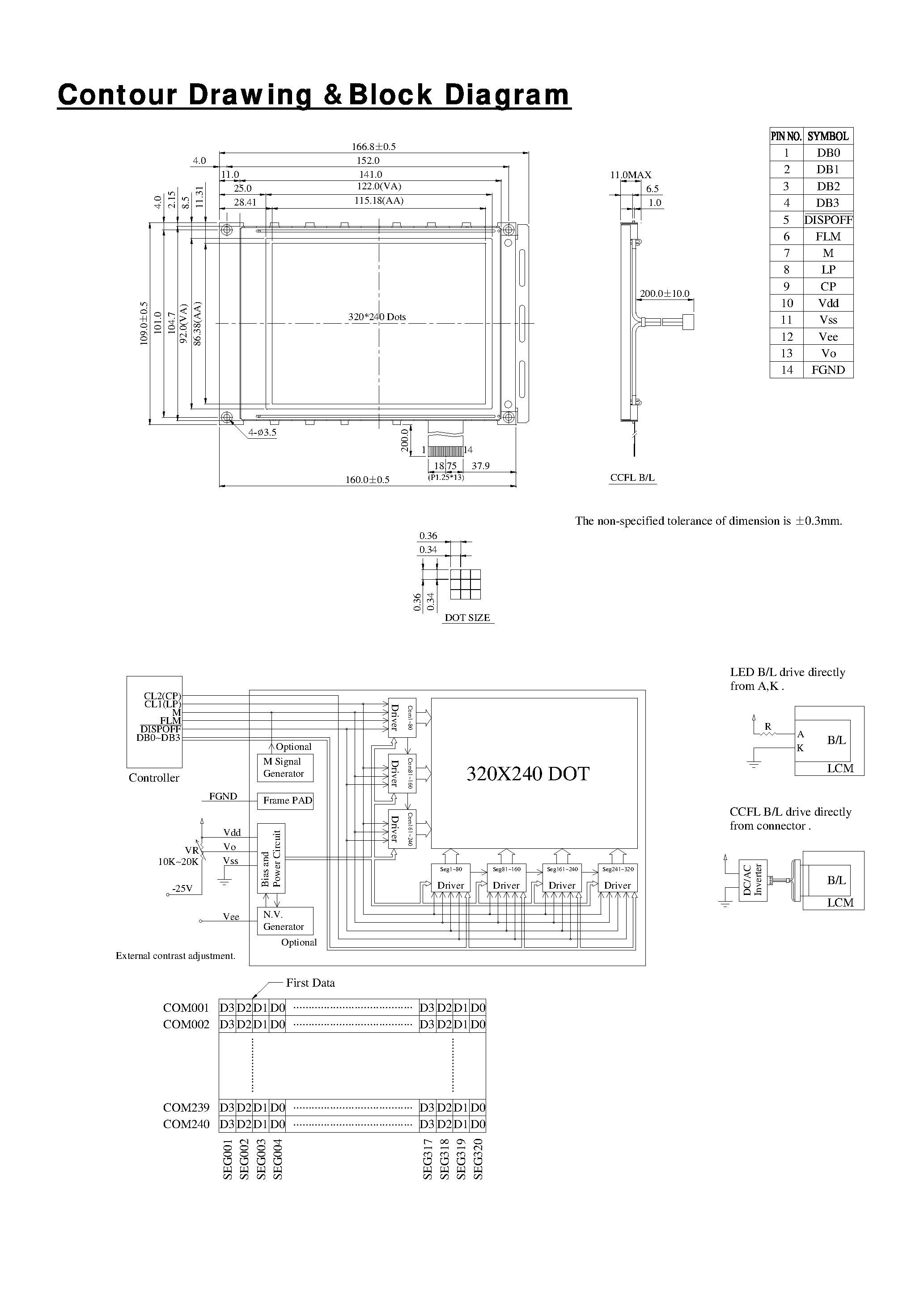 Datasheet WG320240A A - DISPLAY page 2
