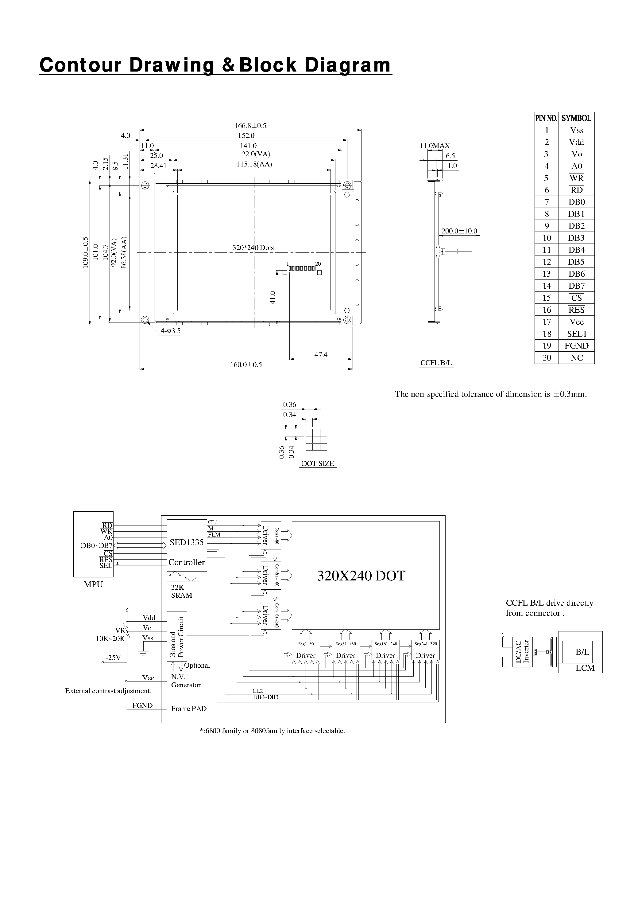 Datasheet WG320240B A - DISPLAY page 2