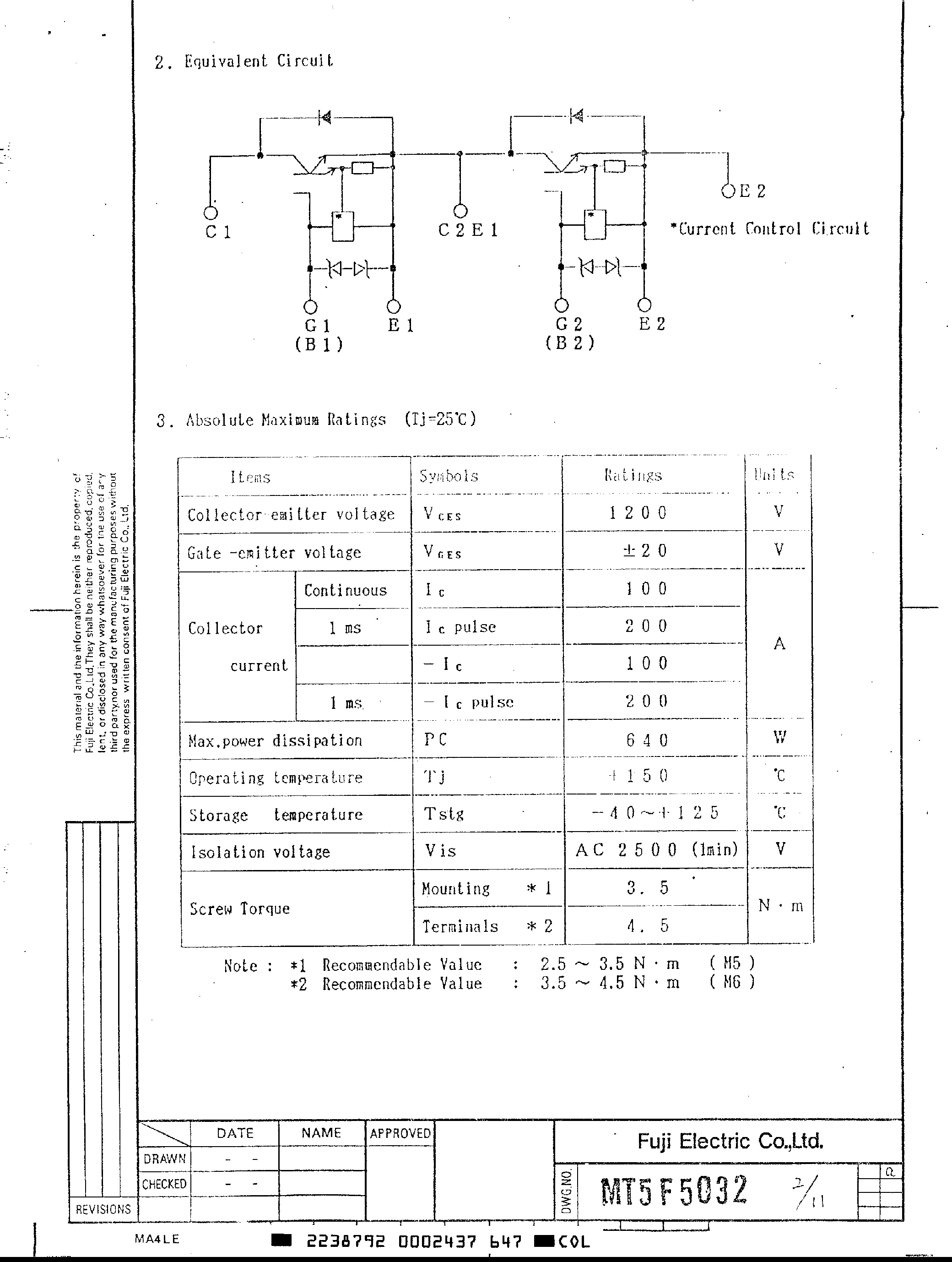 Datasheet 2MBI100J-120 - TRANSISTOR IGBT POWER MODULE page 2