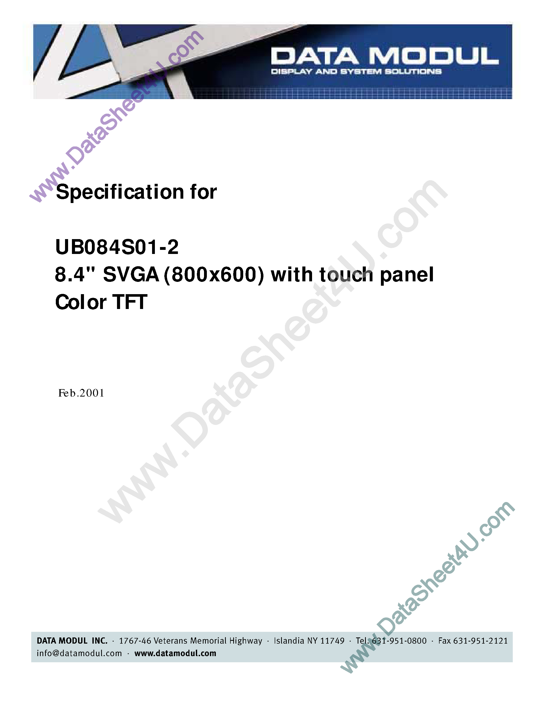 Даташит на микросхему UB084S01-2 страница 1 Даташит UB084S01-2 - TFT LCD TOUCH PANEL страница 1