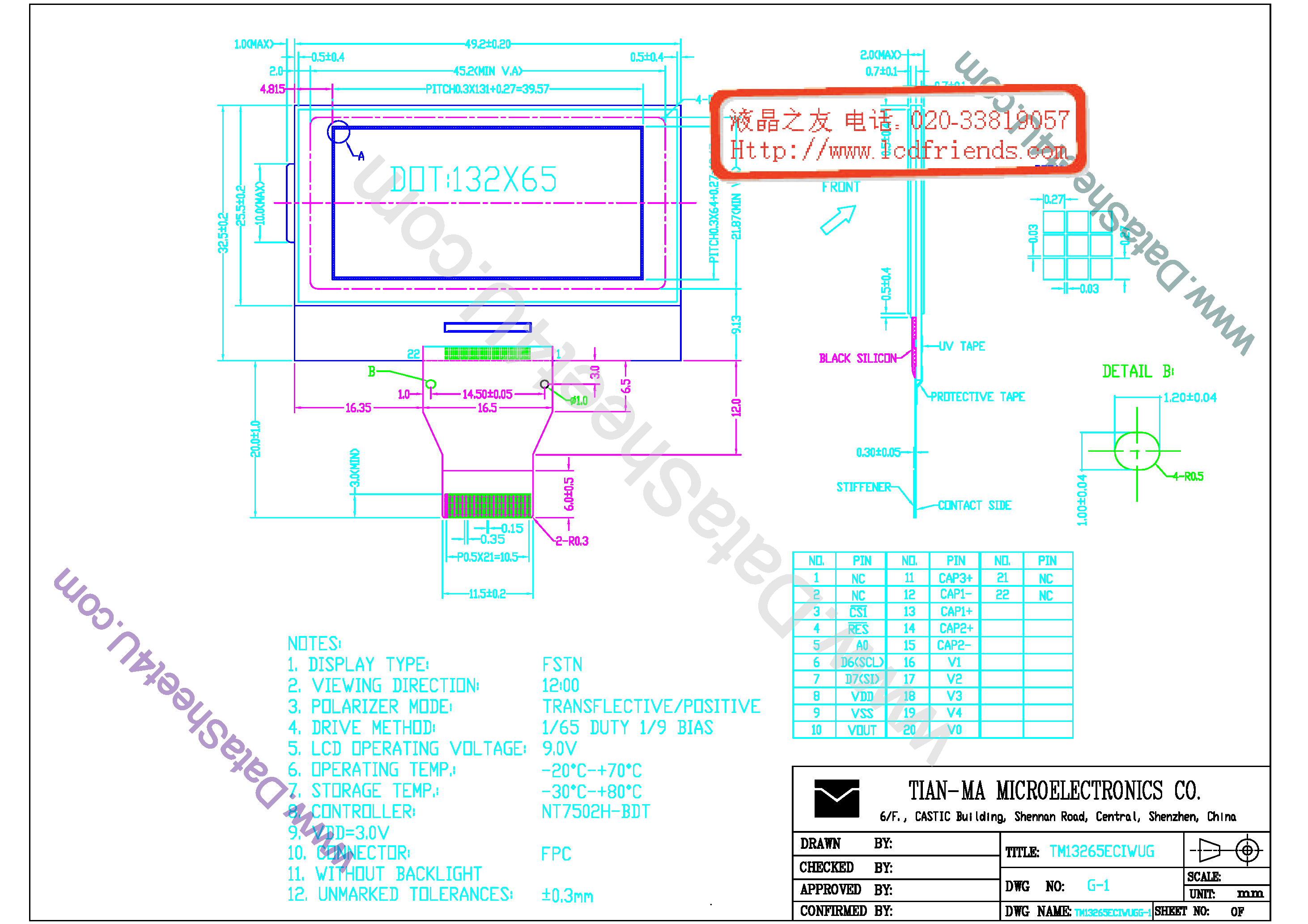 Даташит TM13265ECIWUGG-1 - LCD_Module страница 1