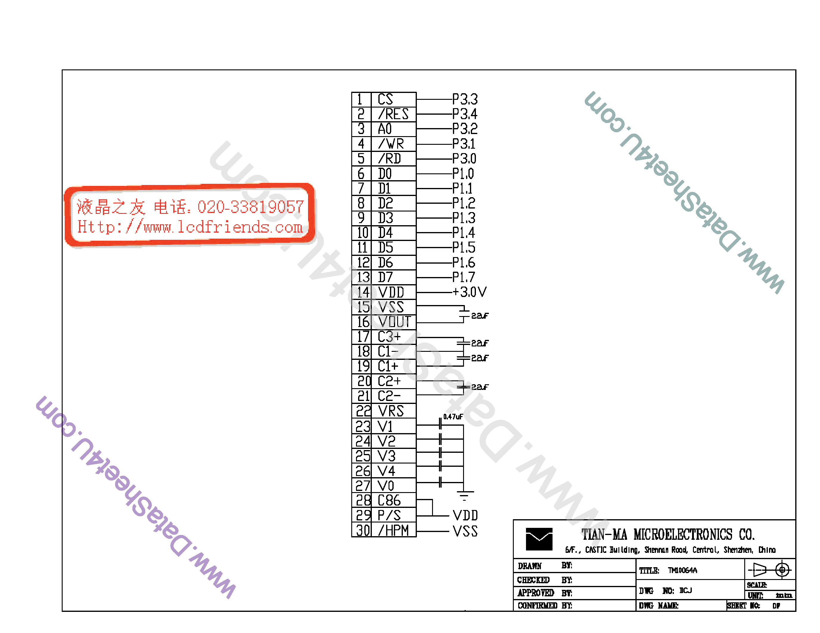 Даташит на микросхему TM10064A-G TestCircuit страница 1 Даташит TM10064A-G TestCircuit - LCD_Module страница 1