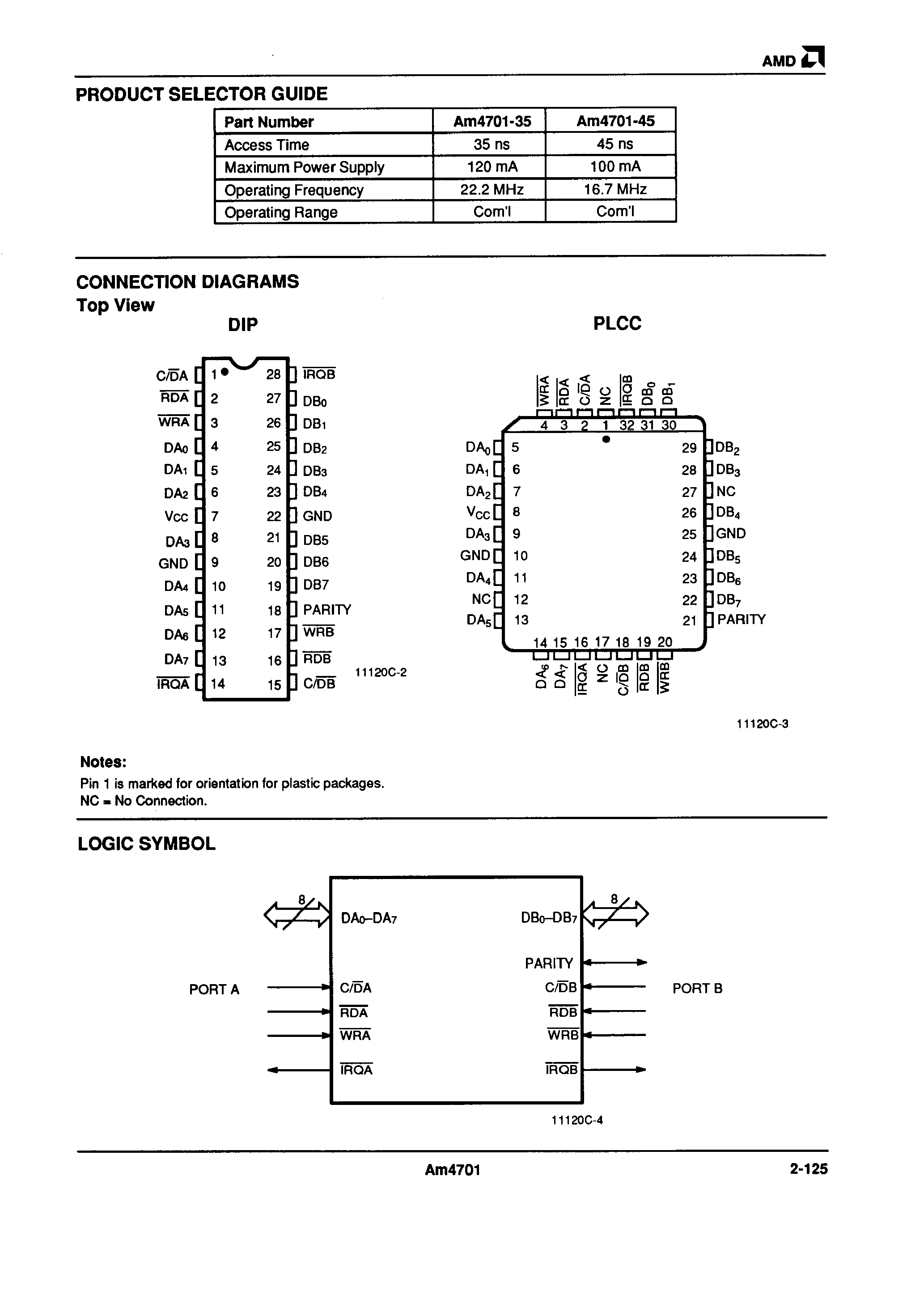 Даташит AM4701 - Dual 512 x 8 Bidirectional Parity Generator/Checker страница 2