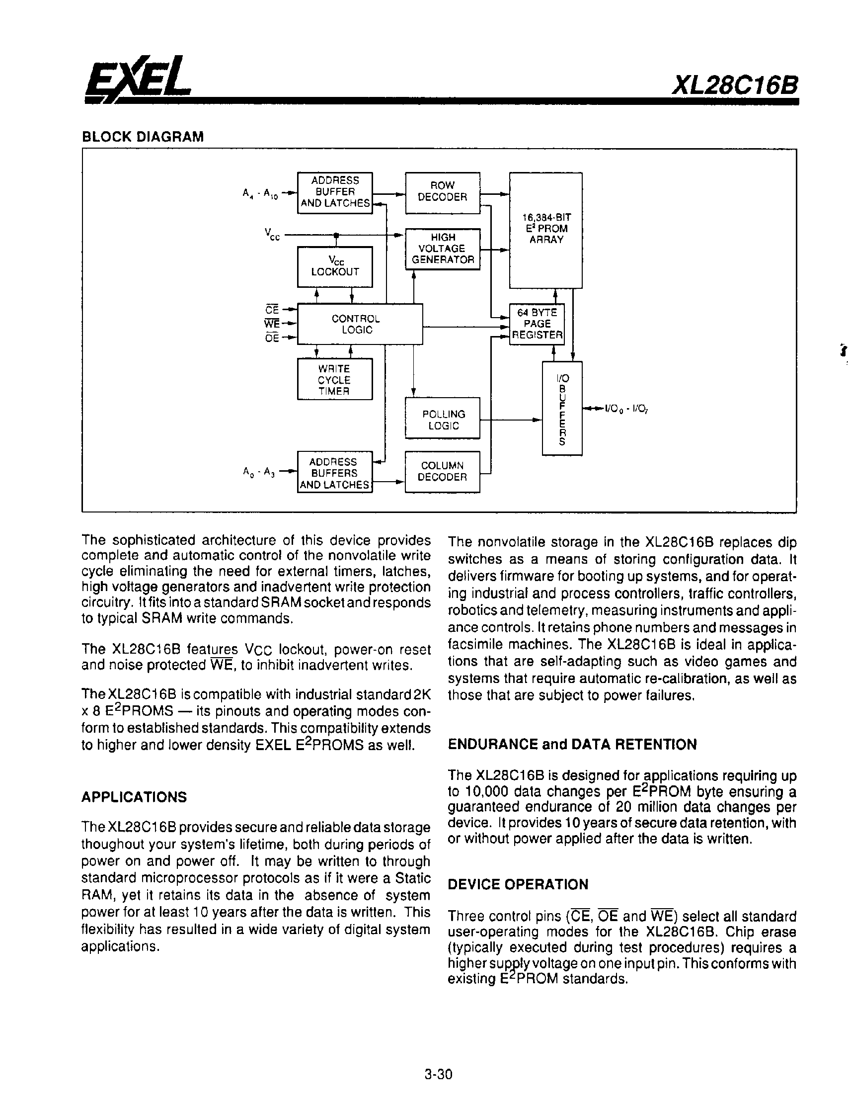 Datasheet XL28C16B page 2 Datasheet XL28C16B - 2K x 8 CMOS EEPROM page 2