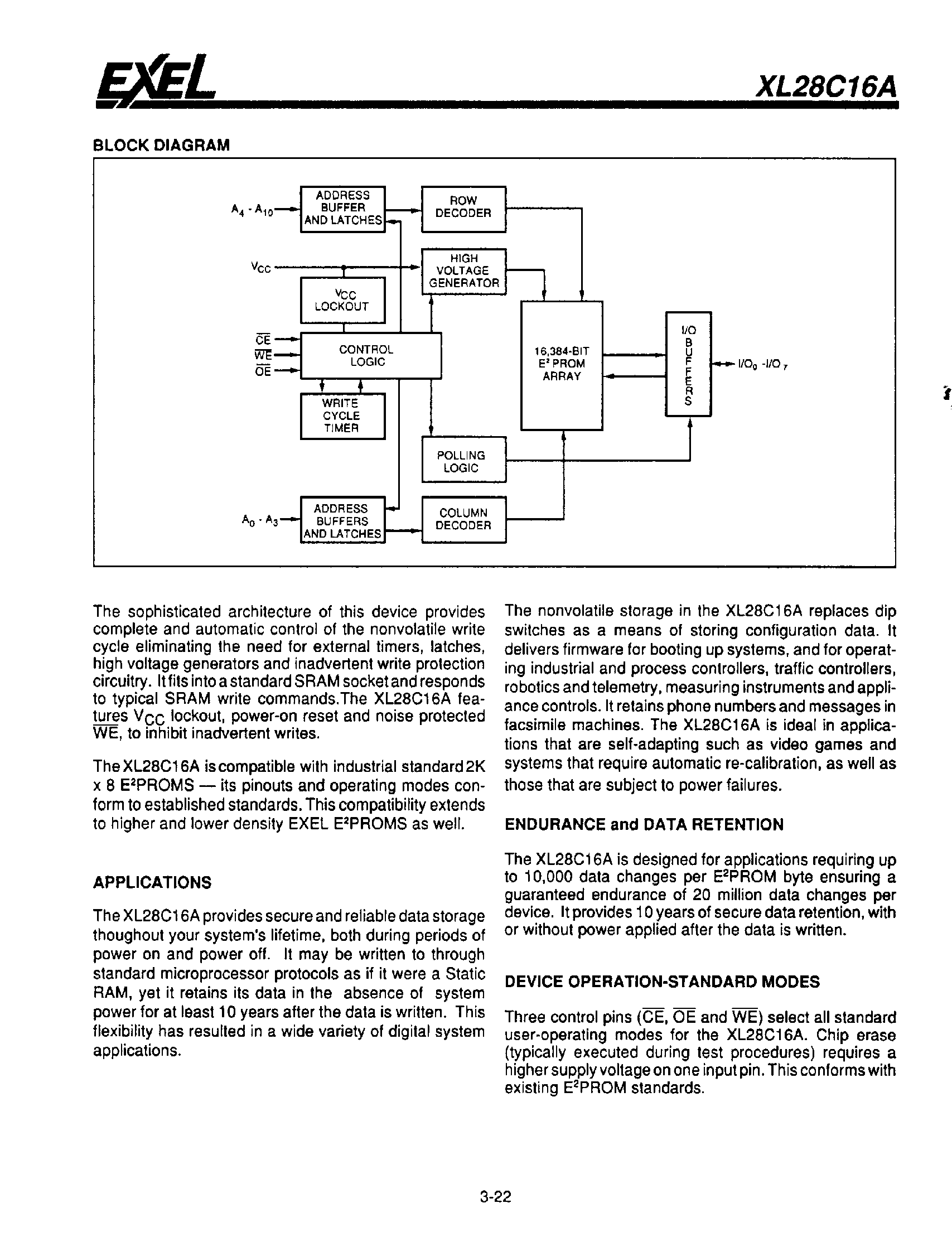Datasheet XL28C16A page 2 Datasheet XL28C16A - 2K x 8 CMOS EEPROM page 2