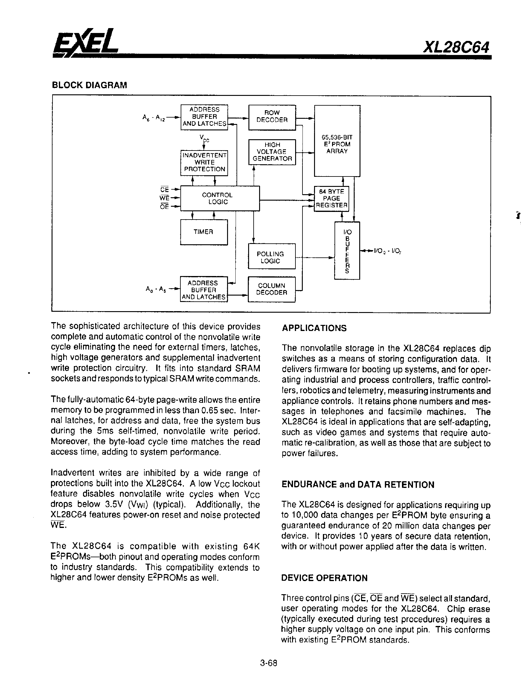 Даташит XL28C64 - 8K x 8 CMOS EEPROM страница 2