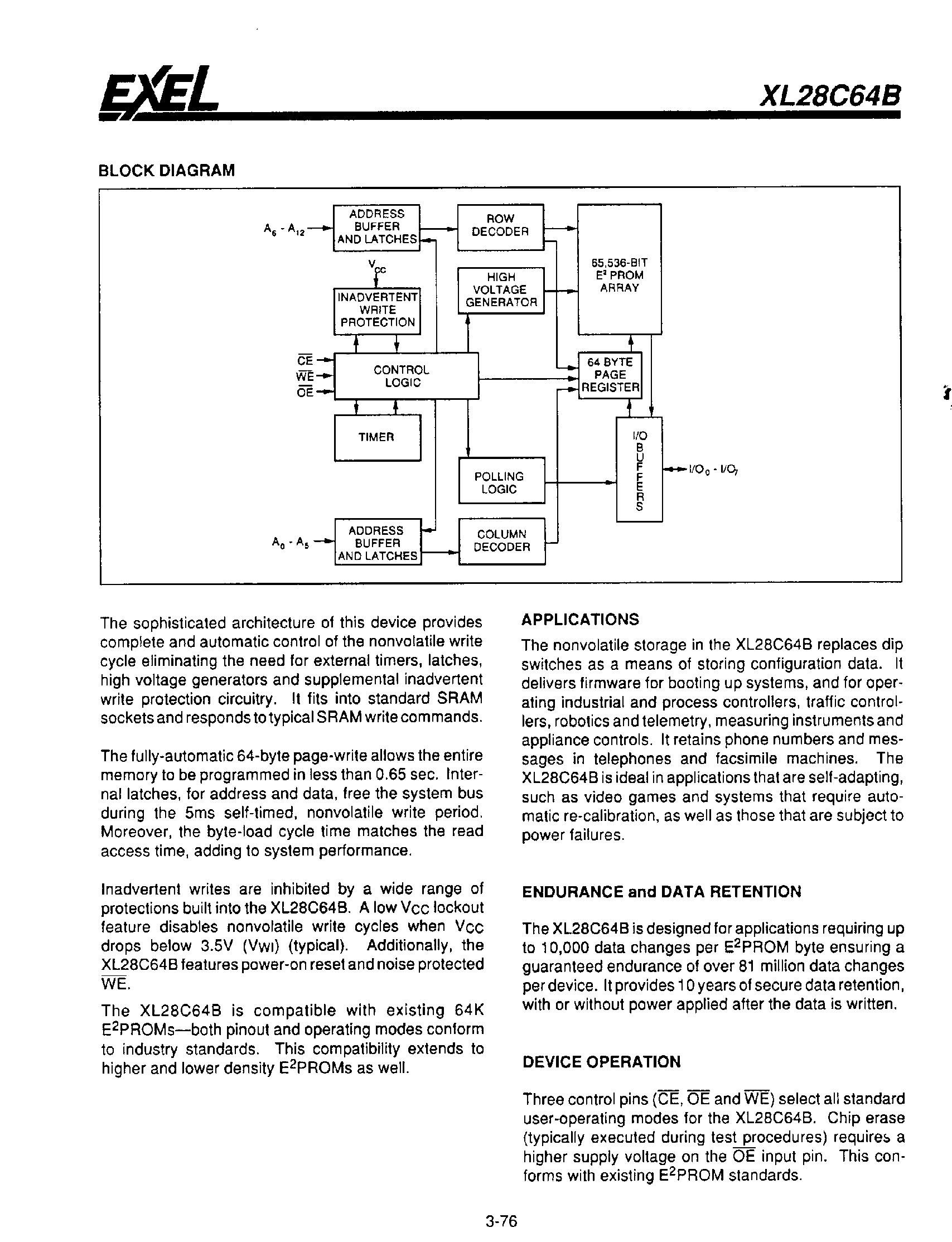 Даташит XL28C64B - 8K x 8 CMOS EEPROM страница 2