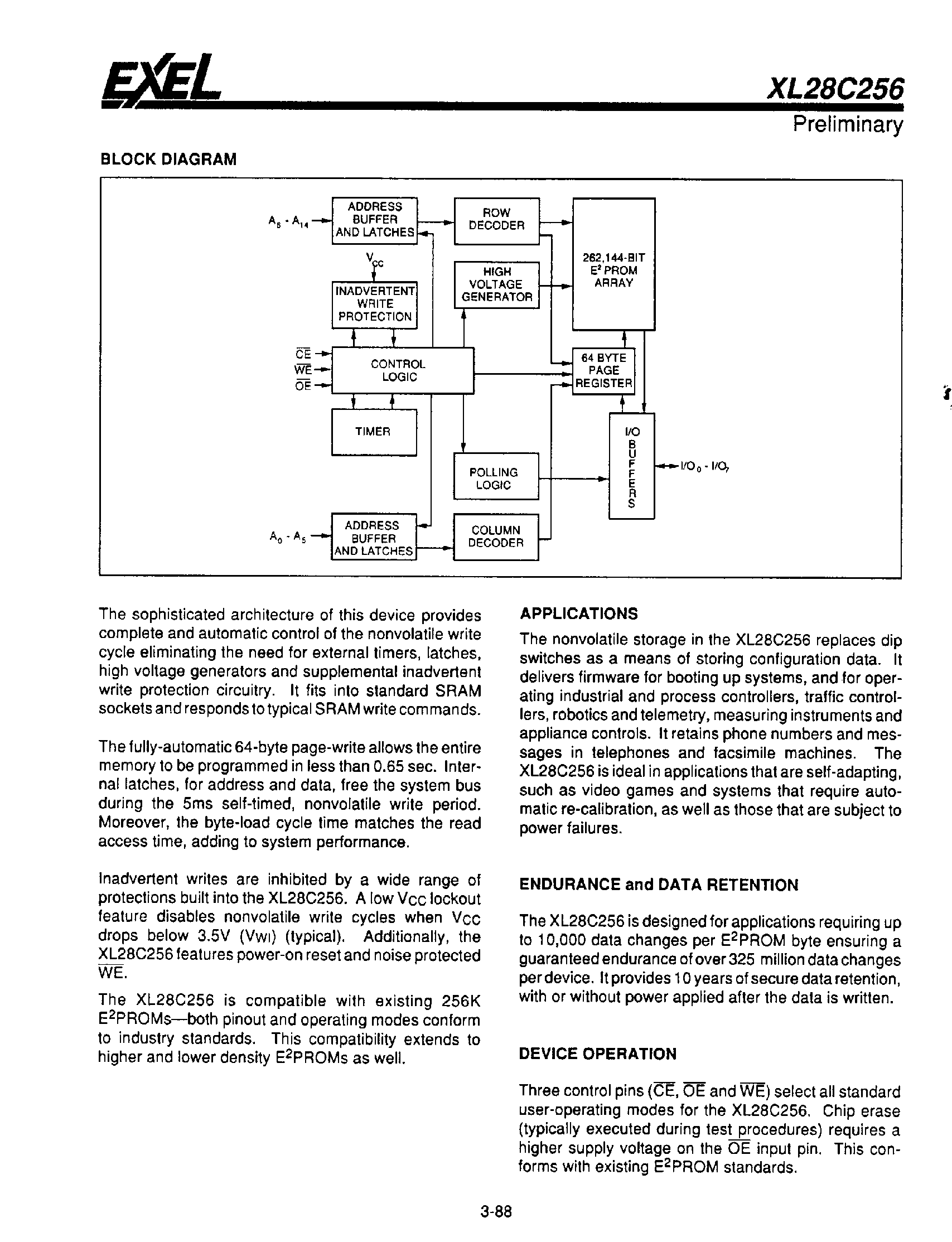 Datasheet XL28C256 page 2 Datasheet XL28C256 - 32K x 8 CMOS EEPROM page 2