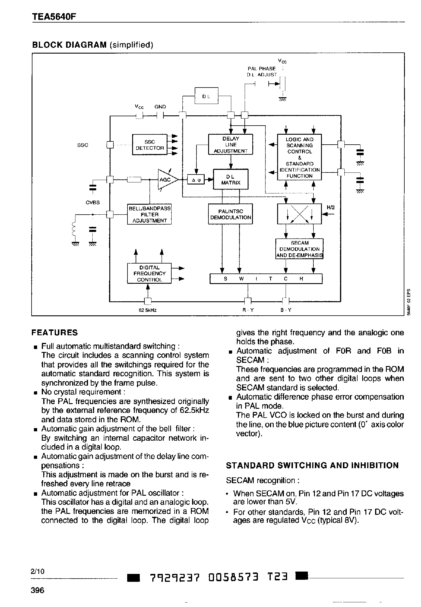 Даташит TEA5640F - PAL / SECAM Color TV Decoder страница 2