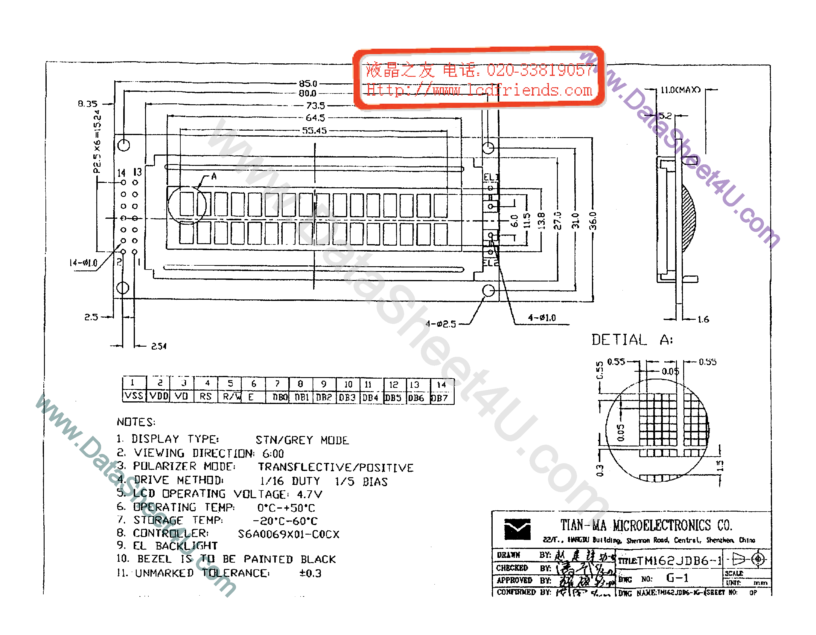 Даташит TM162JDB6-1 - LCD_Module страница 1
