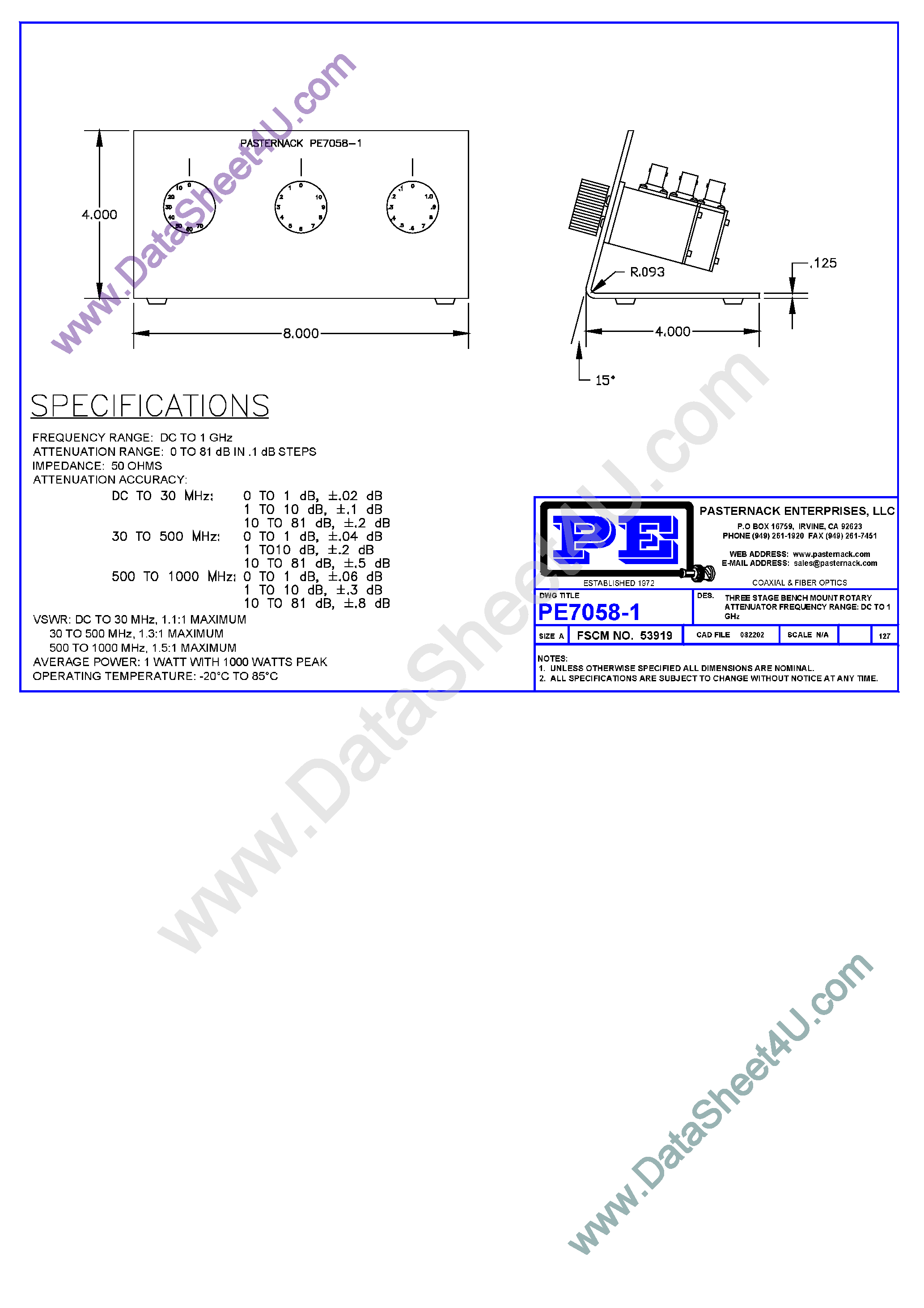 Datasheet PE7058-1 - PE7058-1 page 1