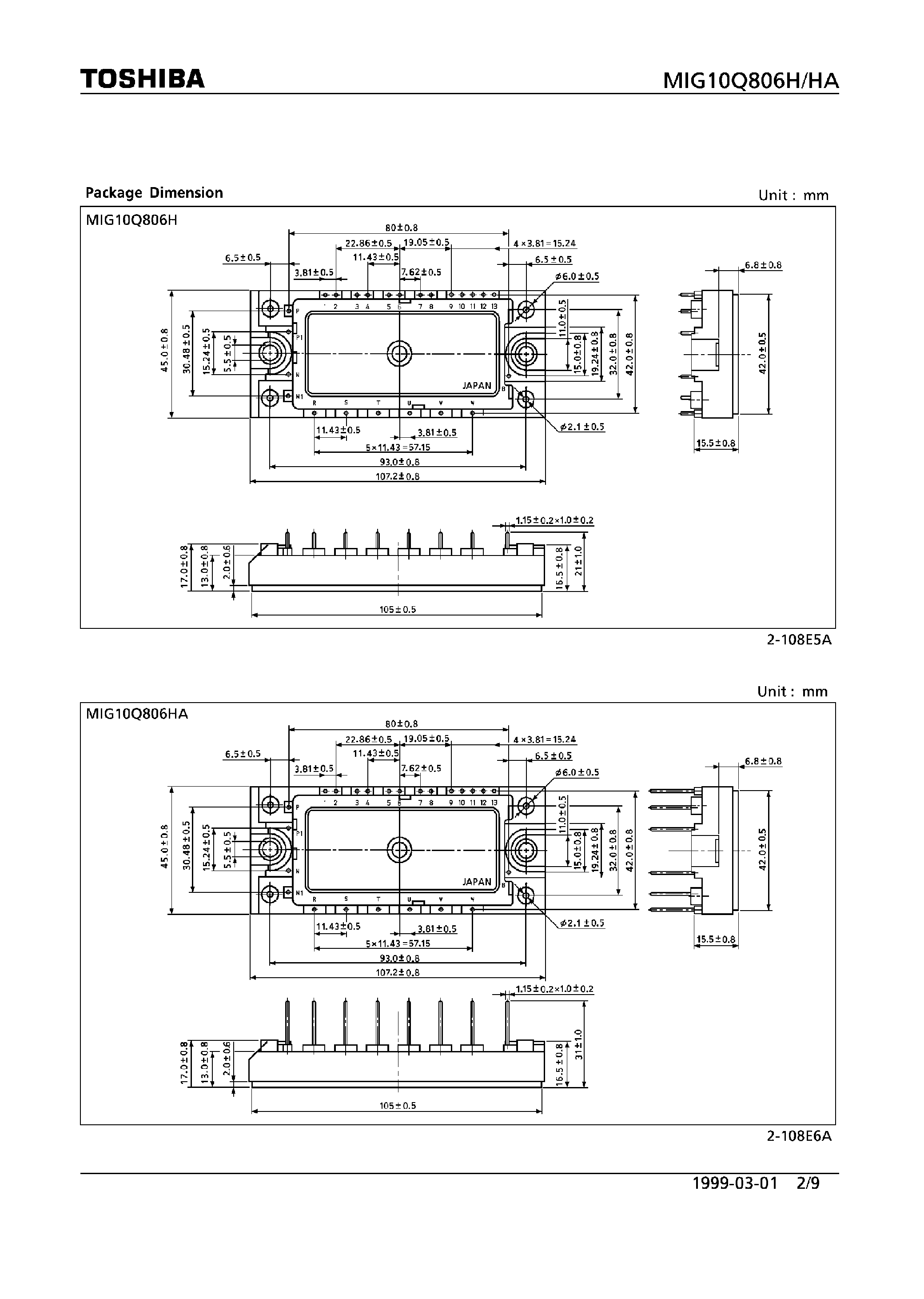 Datasheet MIG10Q806H - High Power Switching / Motor Control Applications page 2