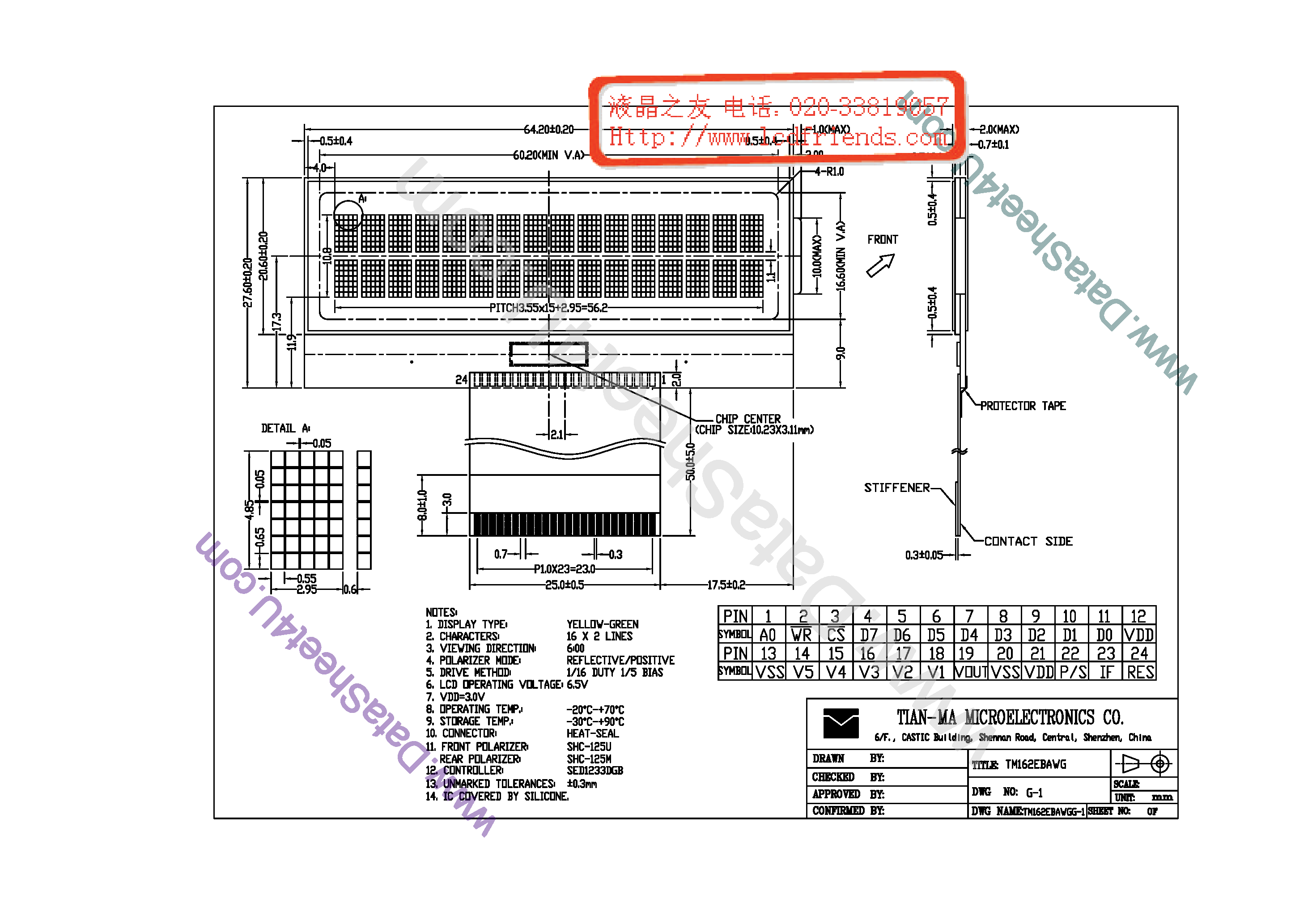 Даташит tm162E-G - LCD_Module страница 1