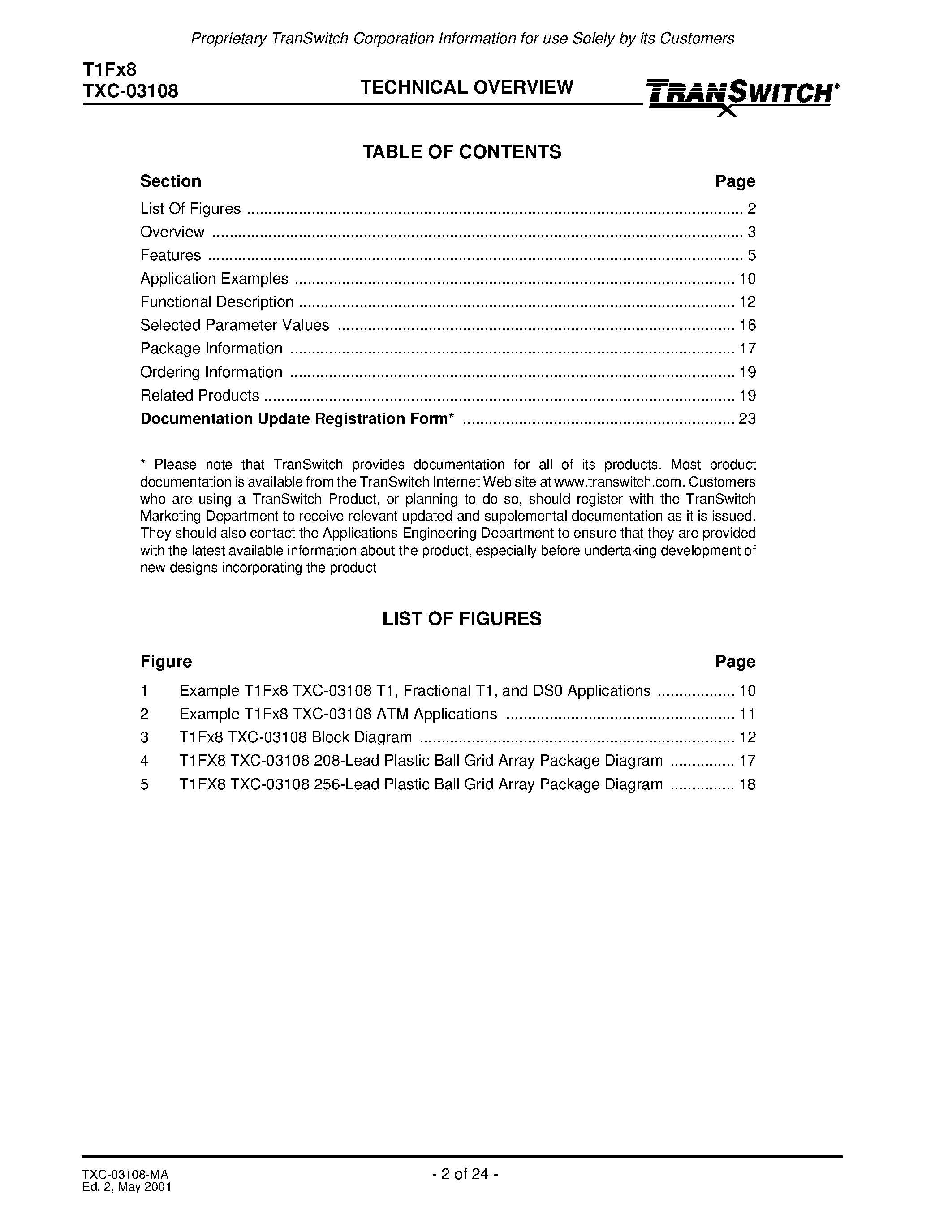 Даташит TXC-03108 - 8-Channel T1 Framer страница 2