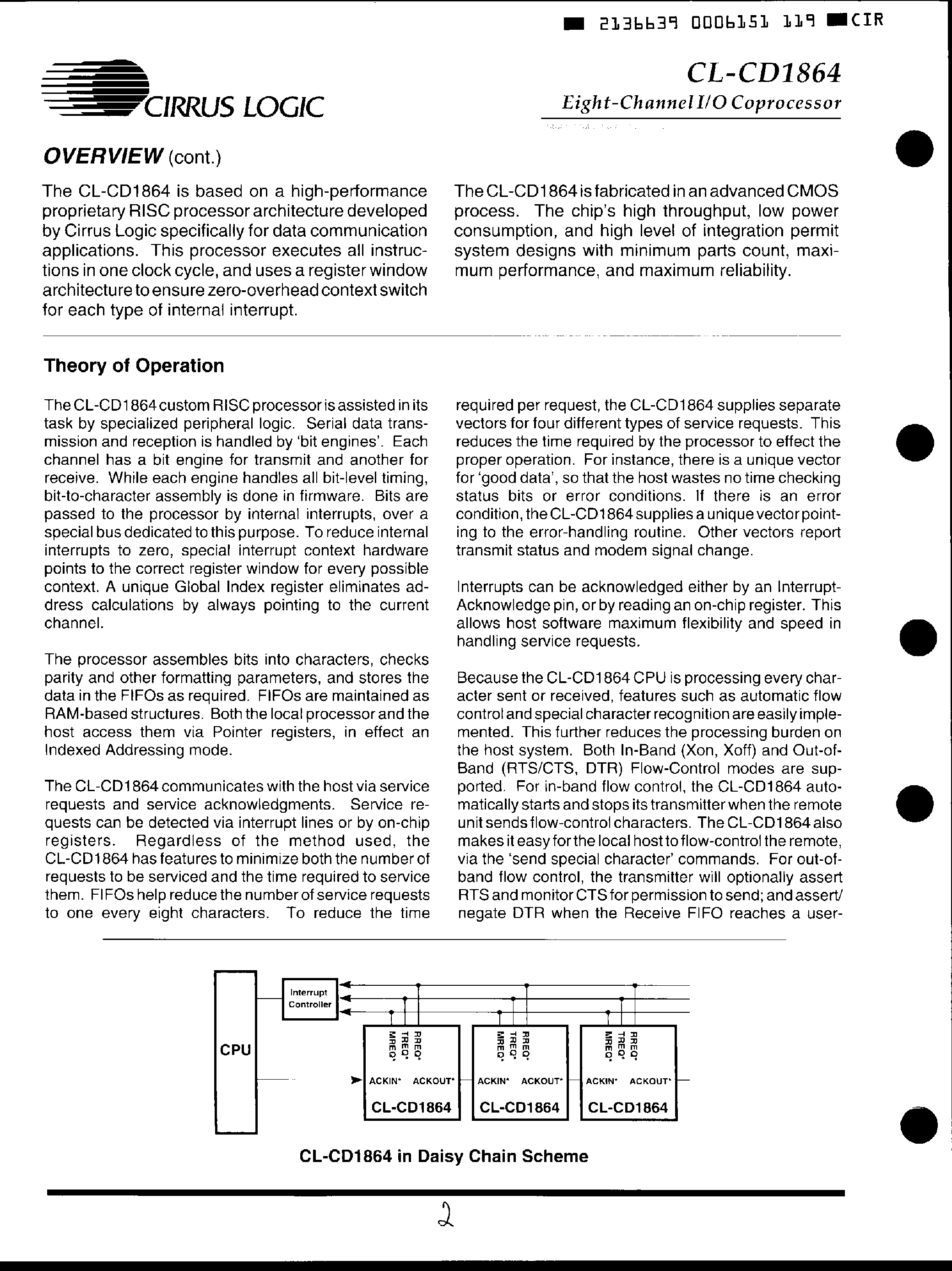 Datasheet CL-CD1864 page 2 Datasheet CL-CD1864 - Intelligent 8-Channel Communications Controller page 2