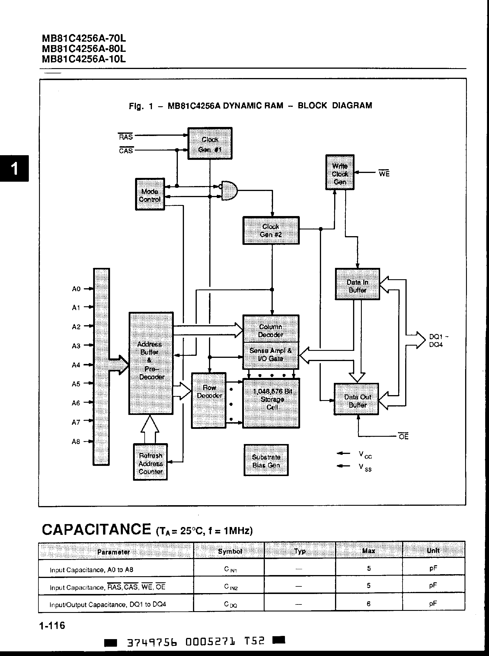 Datasheet MB81C4256A - 256K x 4-Bit Fast Page Mode Low Power DRAM page 2