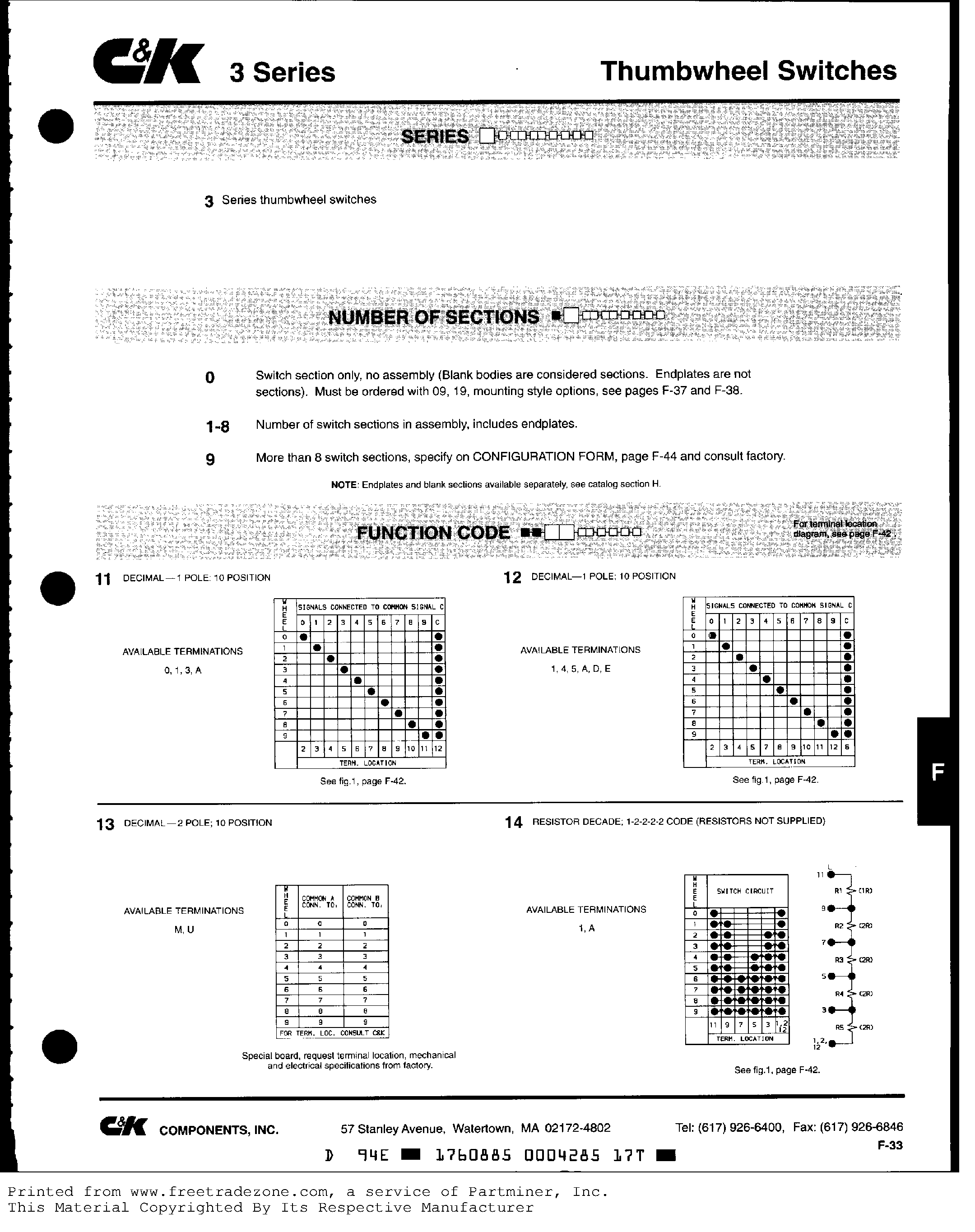 Datasheet 374100000 page 2 Datasheet 374100000 - Thumbwheel Switches page 2