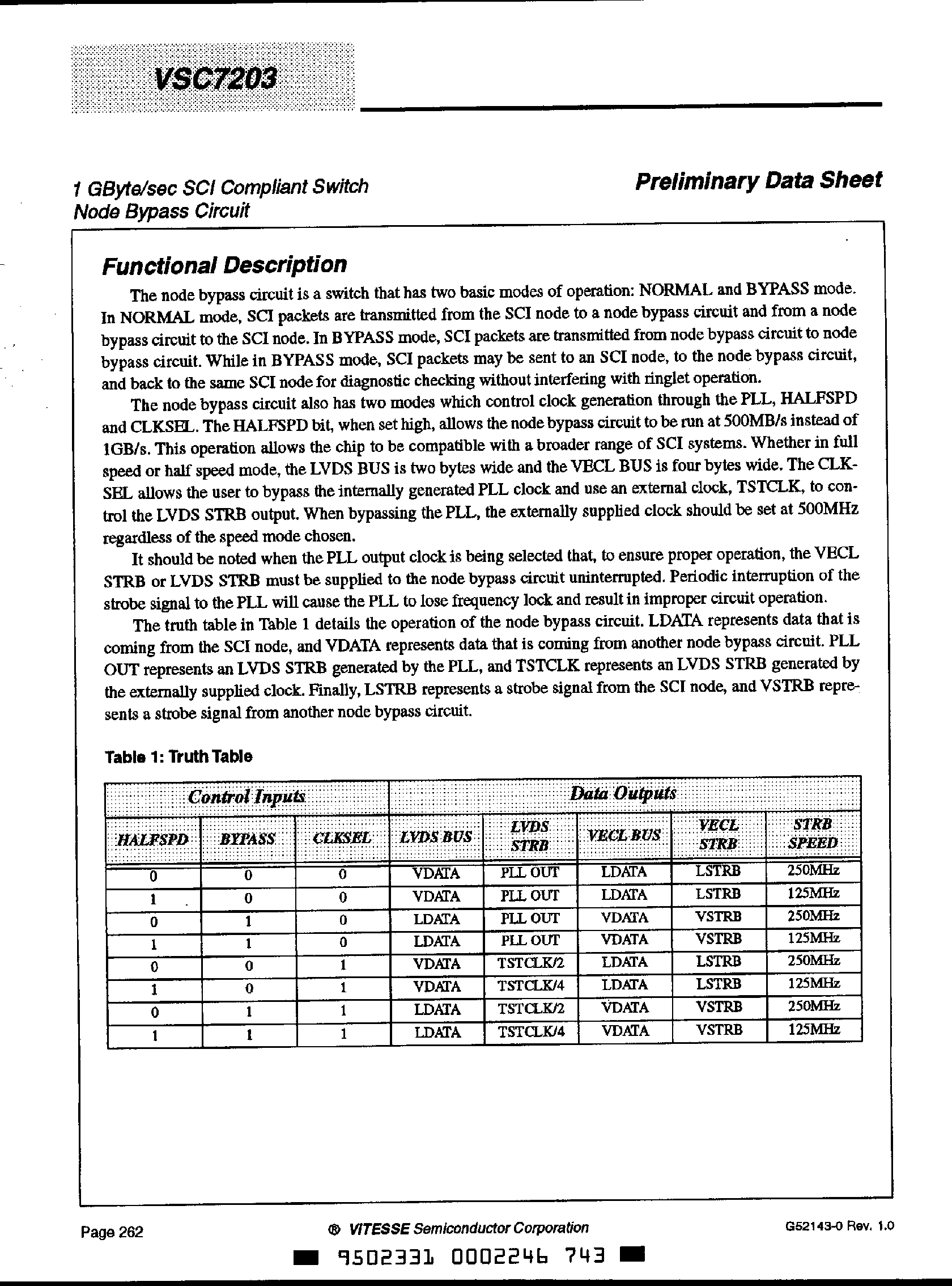 Datasheet VSC7203 - 1Gbyte SCI Compliant Switch page 2