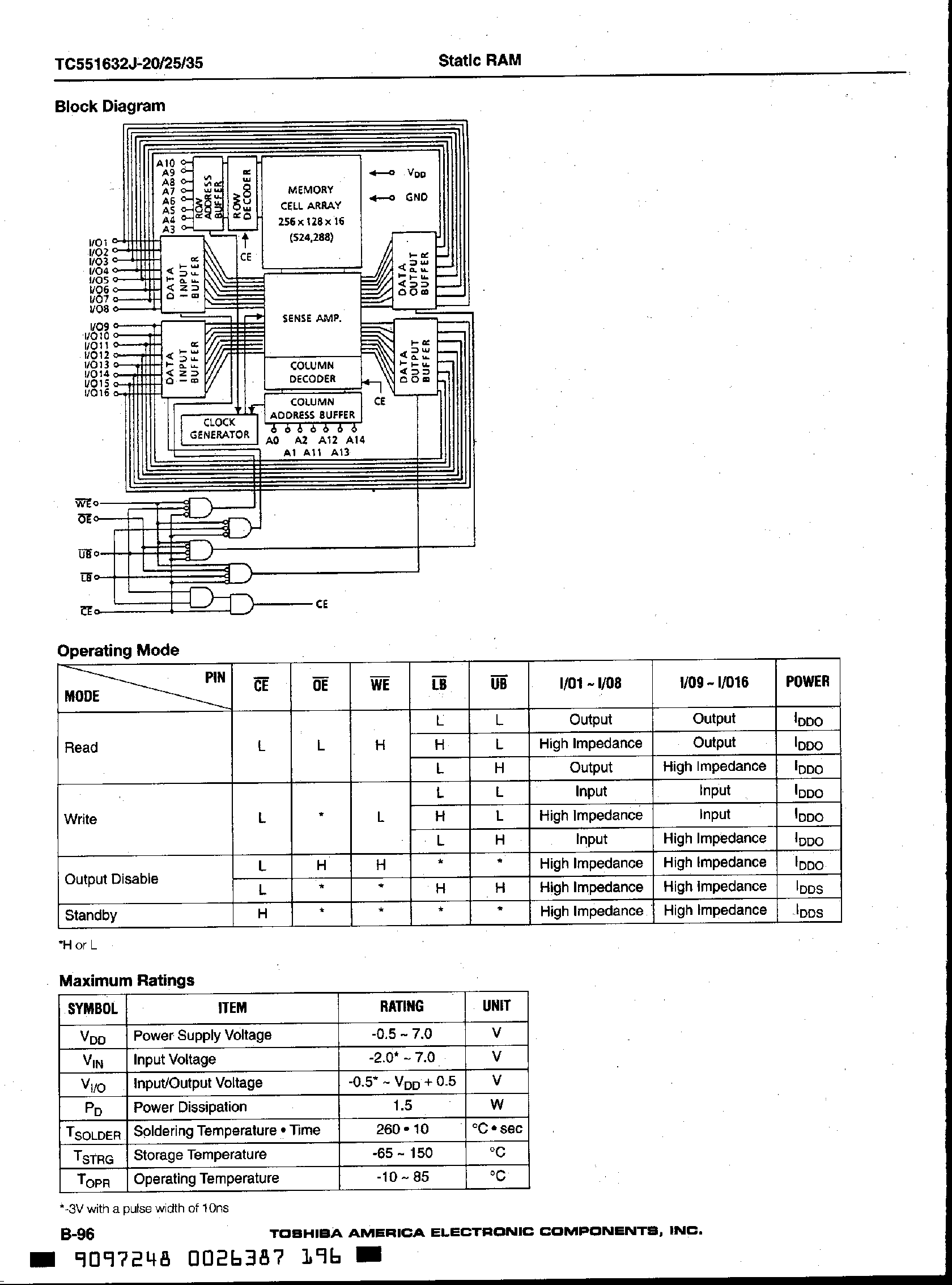 Даташит TC551632J - 32768 Word x 16-Bit CMOS Static RAM страница 2