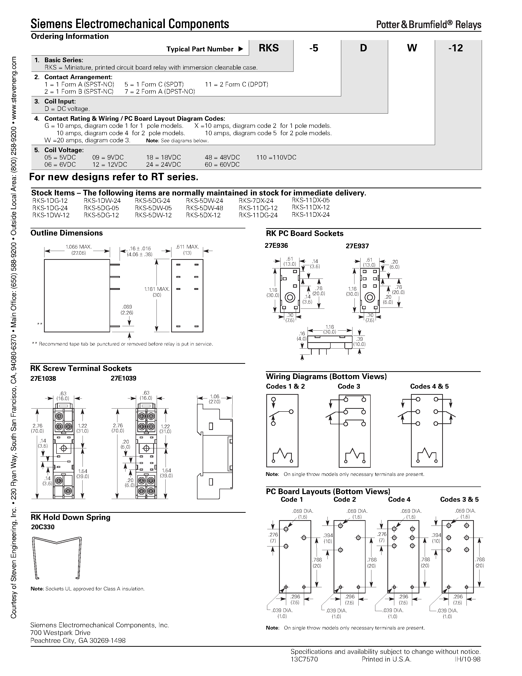 Datasheet RKS-11DX-24 page 2 Datasheet RKS-11DX-24 - (RKS Series) PC Board Miniature Relay page 2