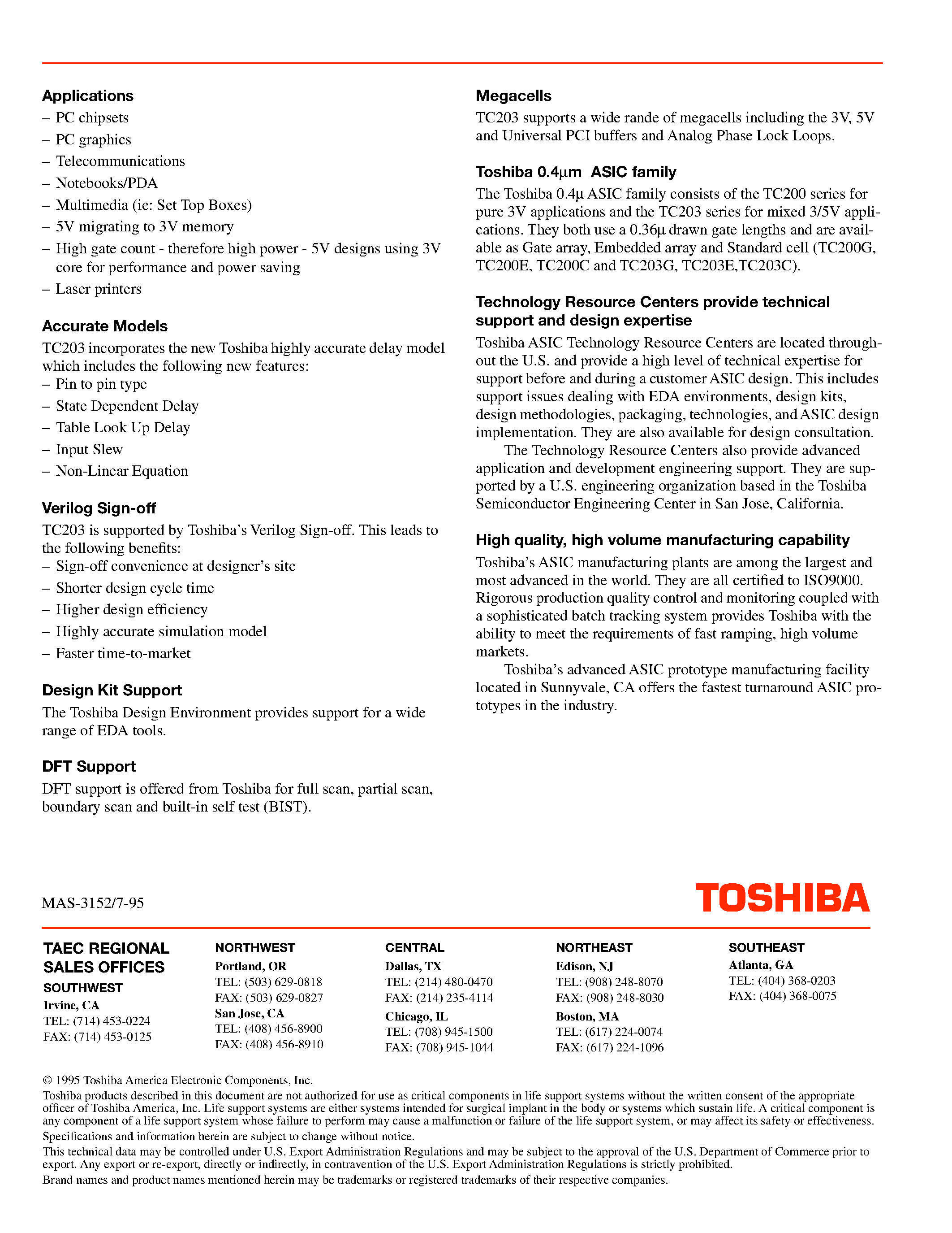 Datasheet TC203 - CMOS ASIC Family page 2