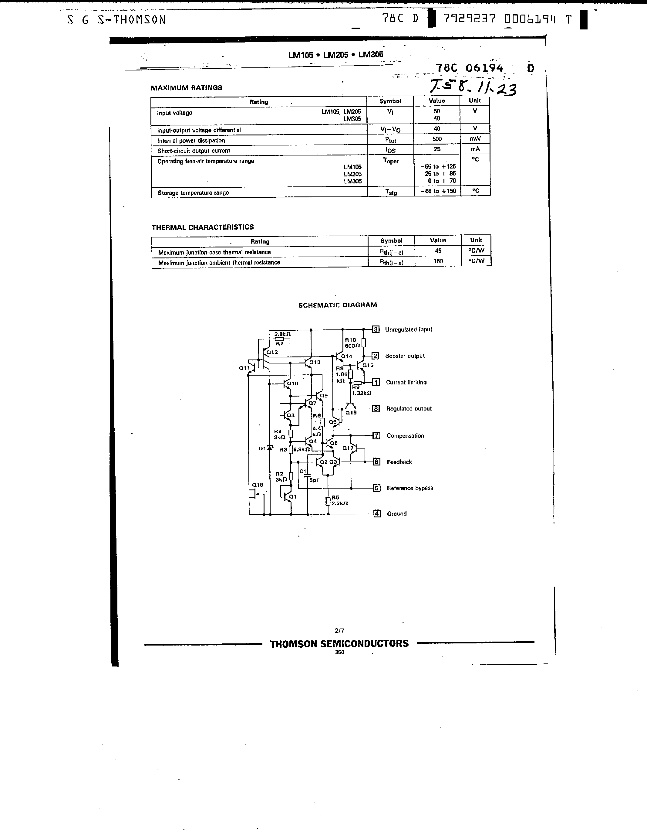 Даташит LM205 - Adjustable Positive Voltage Regulators страница 2