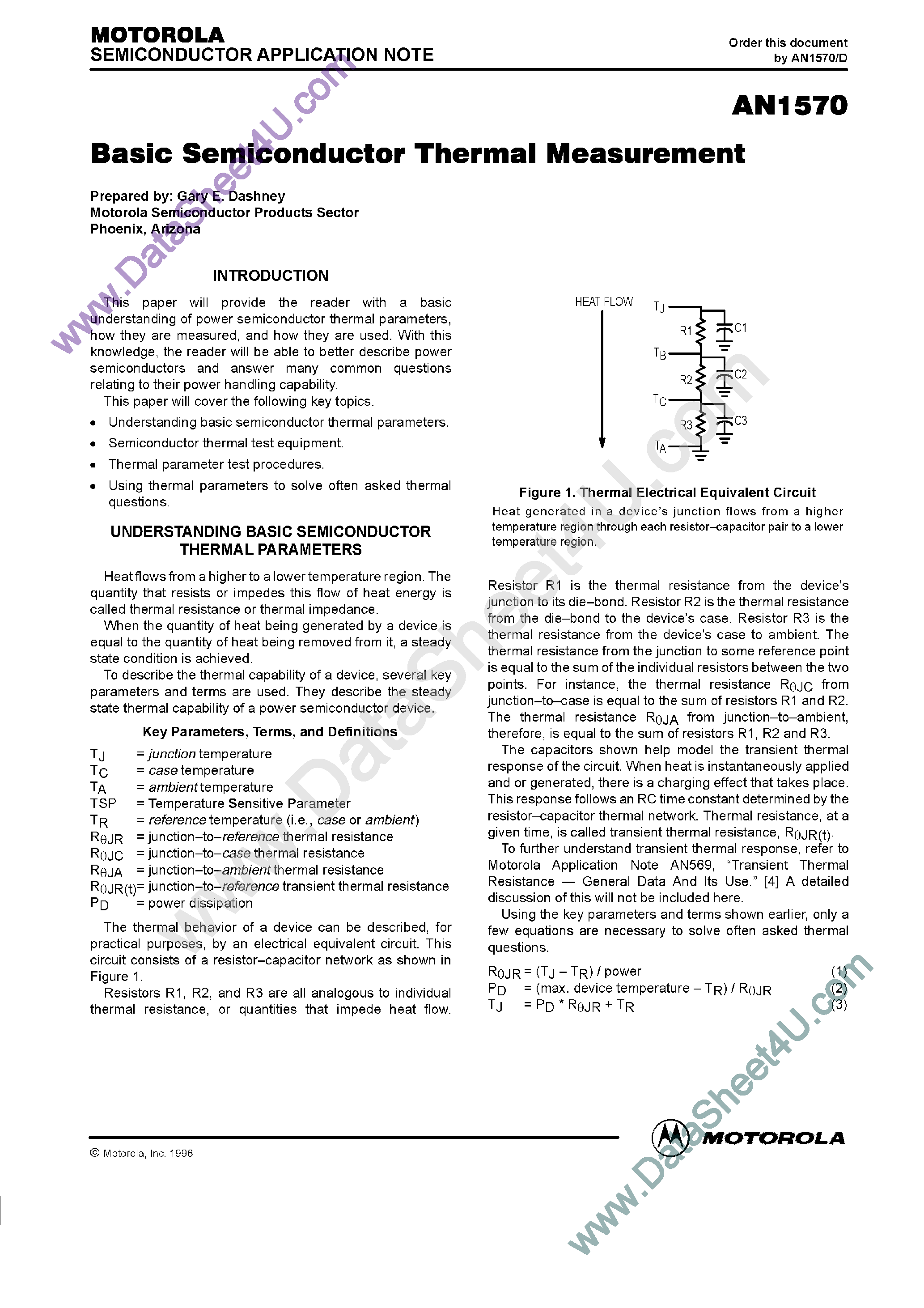 Даташит на микросхему AN1570 страница 1 Даташит AN1570 - Basic Semiconductor Thermal Measurement страница 1