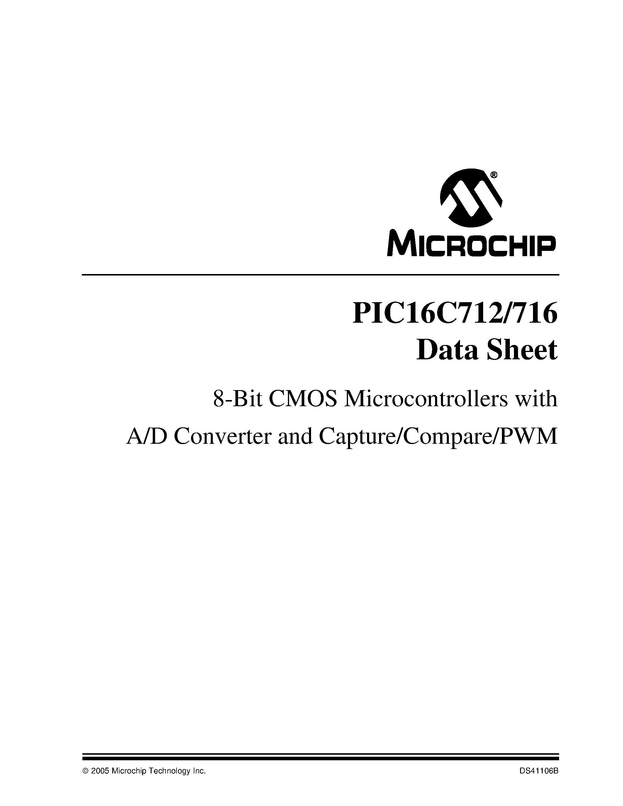 Даташит PIC16LC712 - (PIC16LC712 / PIC16LC716) 8-Bit CMOS Microcontrollers страница 1