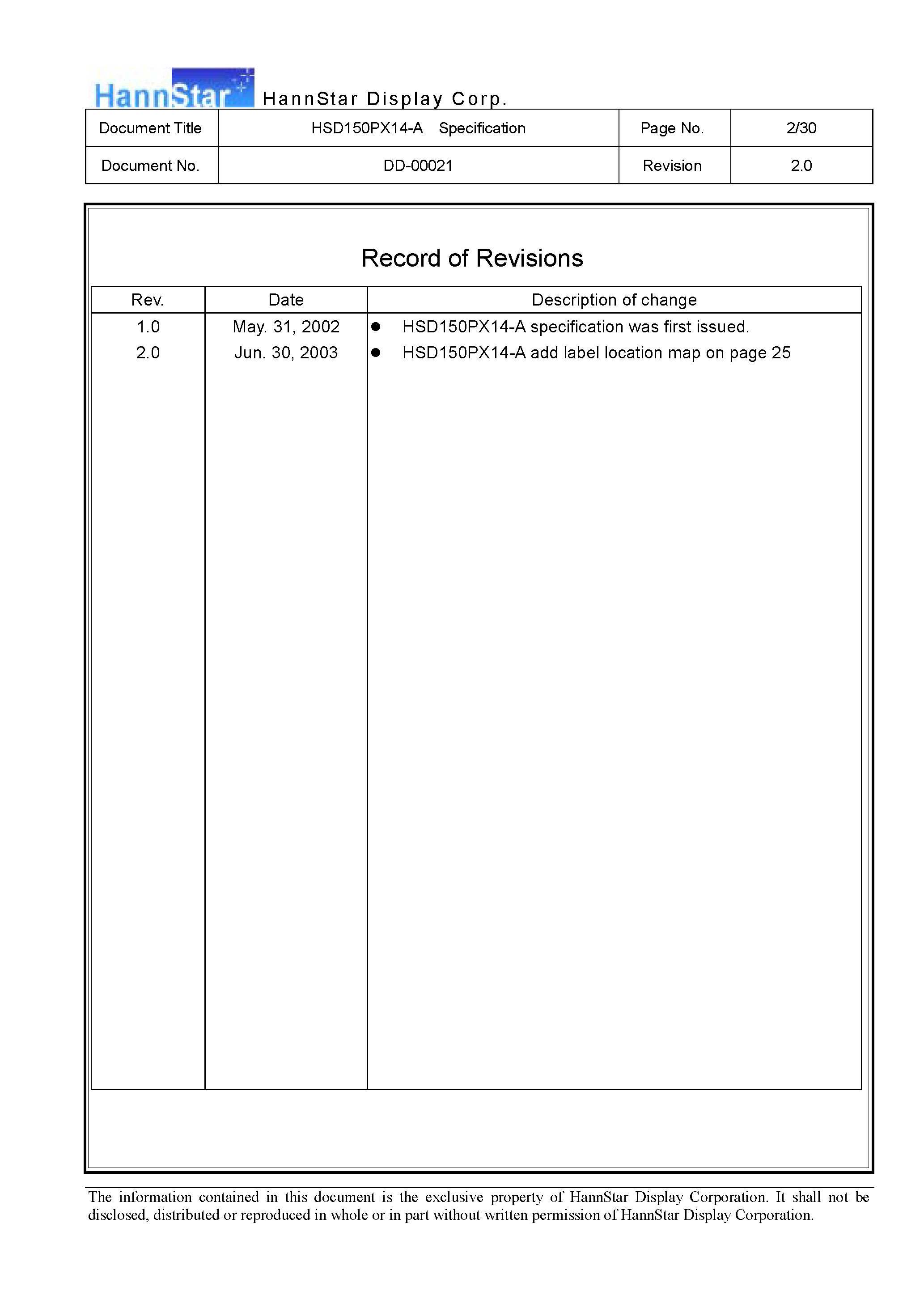 Datasheet HSD150PX14-A - Display page 2