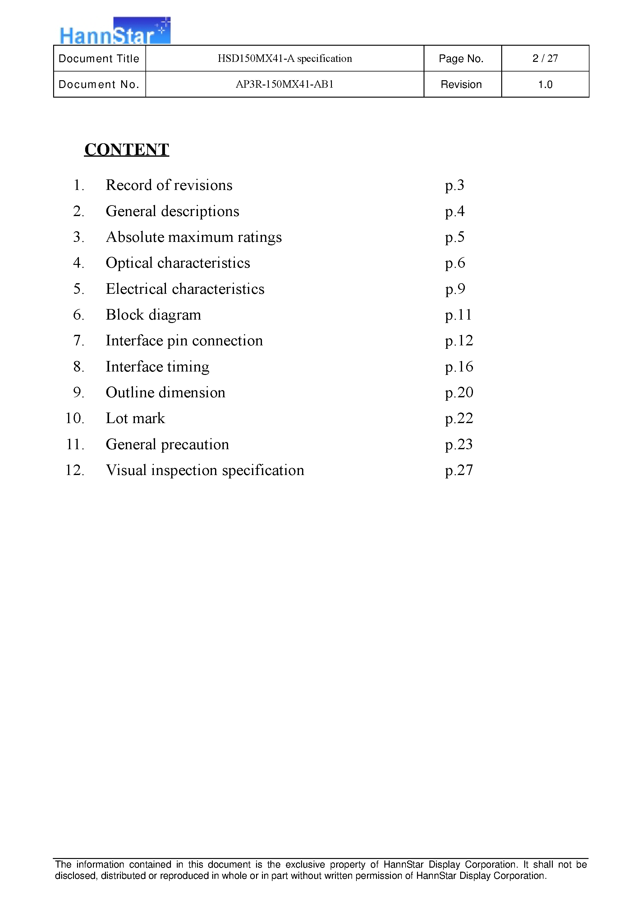 Datasheet HSD150MX41-A - Display page 2