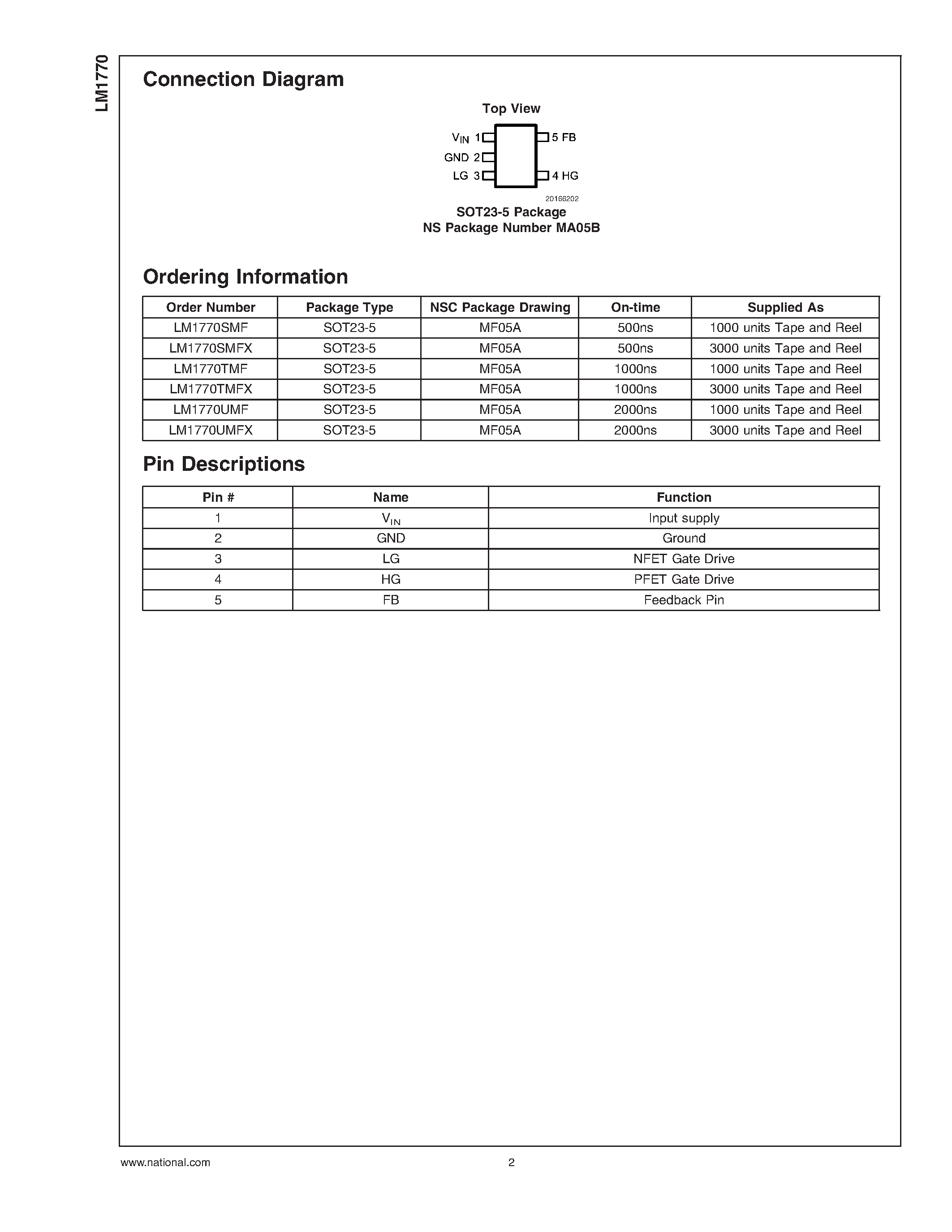 Даташит на микросхему LM1770 страница 2 Даташит LM1770 - SOT-23 Synchronous Buck Controller страница 2