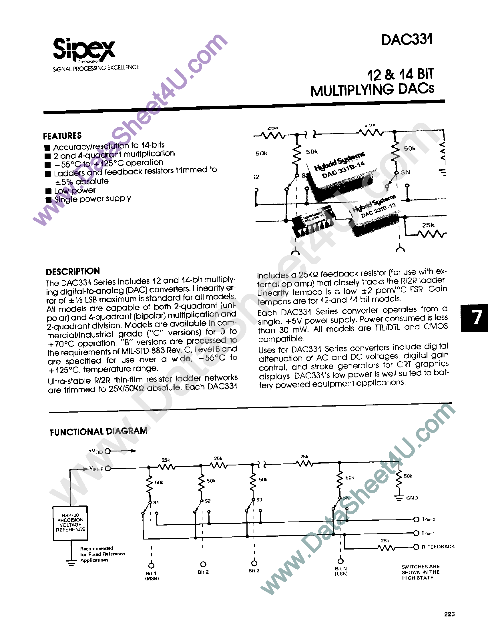 Datasheet DAC331 - 12 and 14-Bit Multiplying DACs page 1