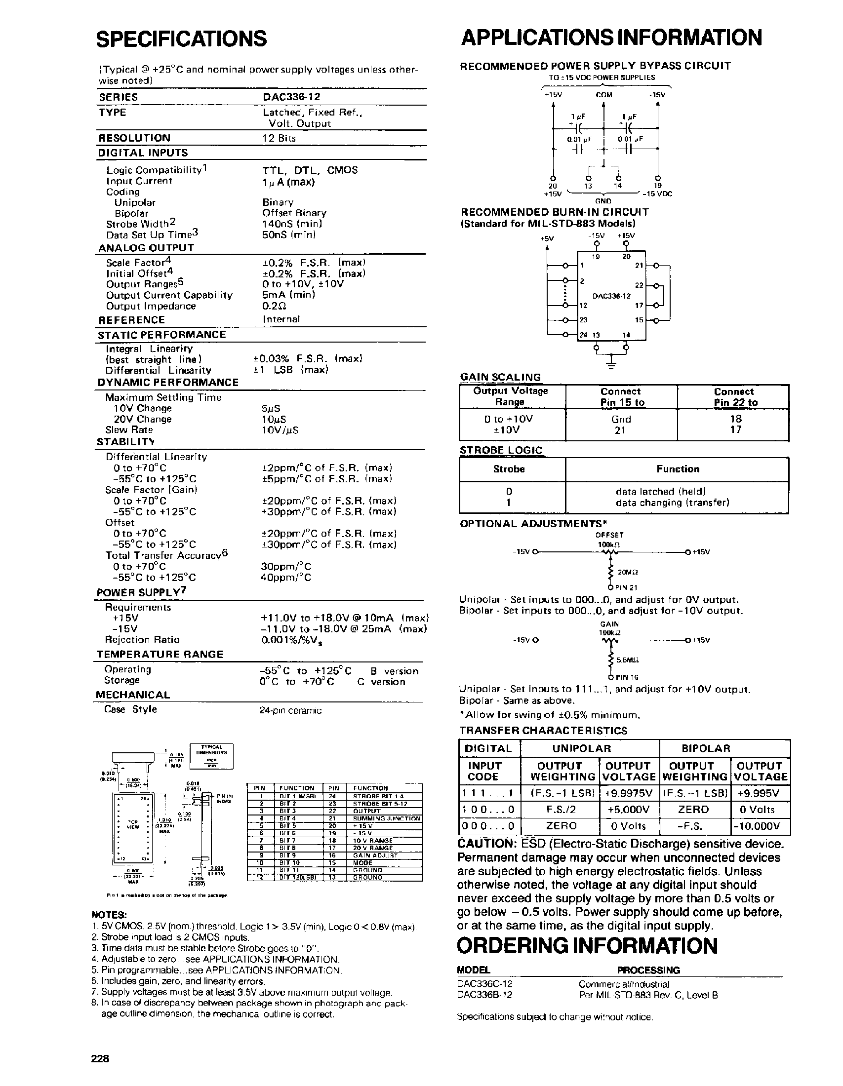 Datasheet DAC336-12 - 12-Bit Storage Register DACs page 2