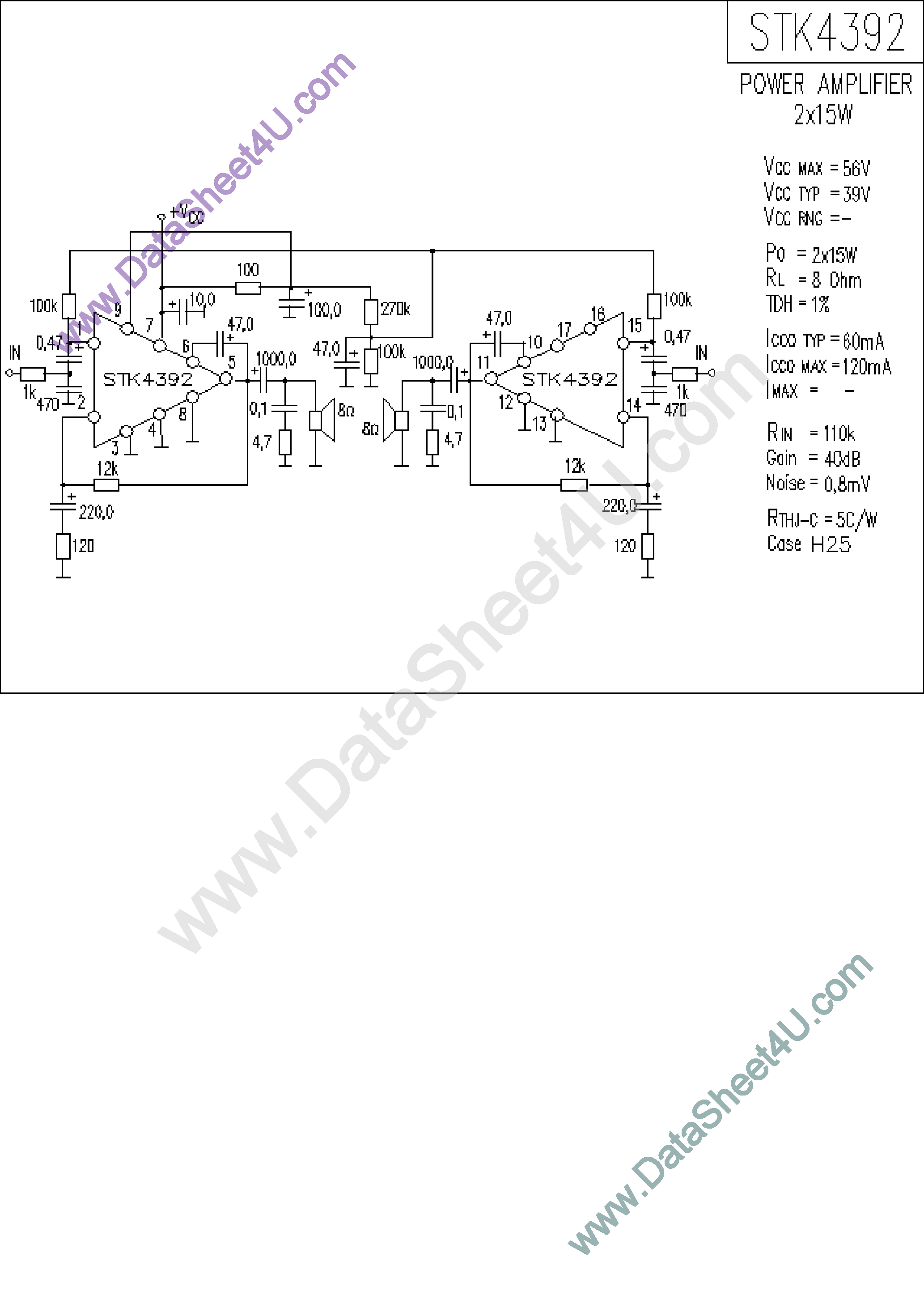 Datasheet STK4392 page 1 Datasheet STK4392 - Integrated circuit page 1