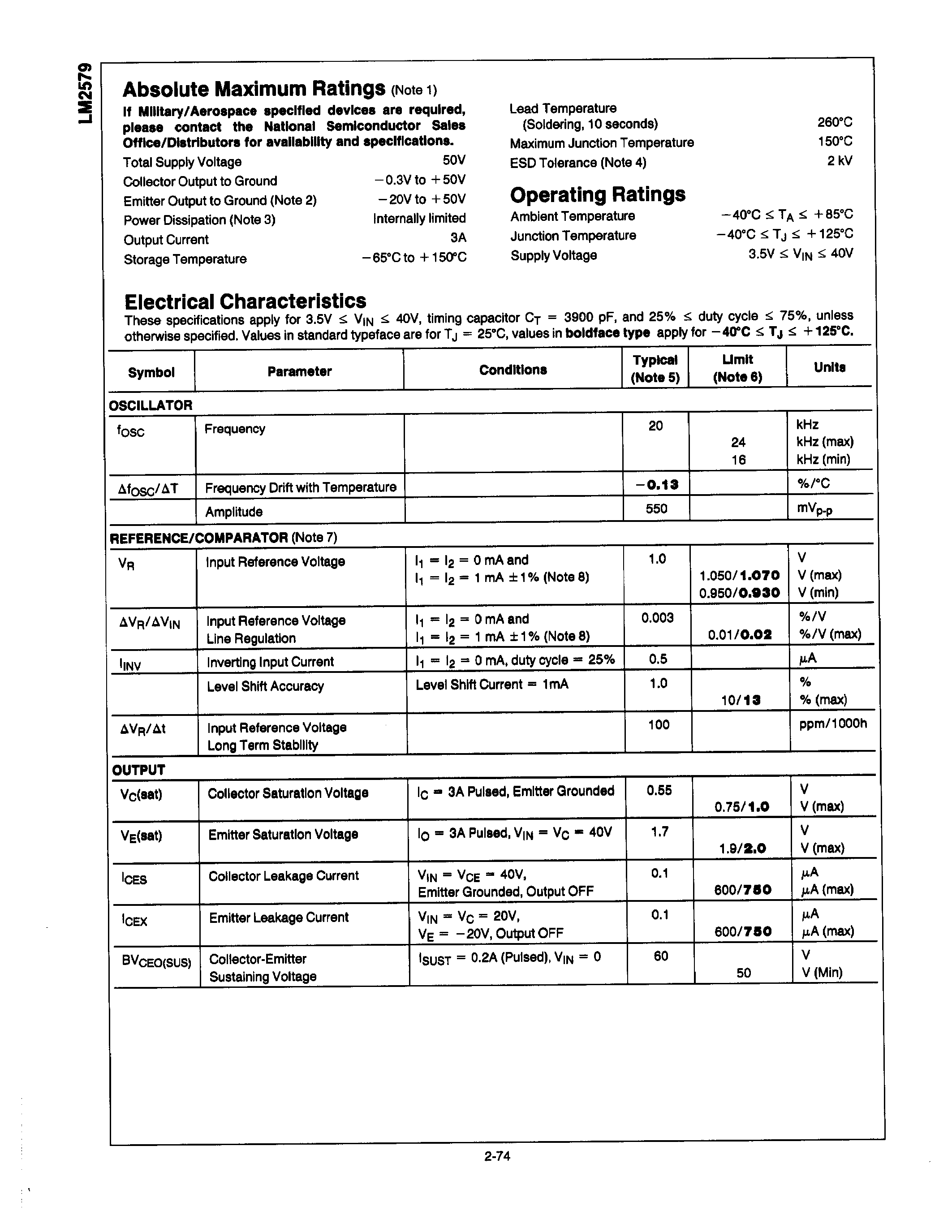 Datasheet LM2579 - SWITCHING REGULATOR page 2