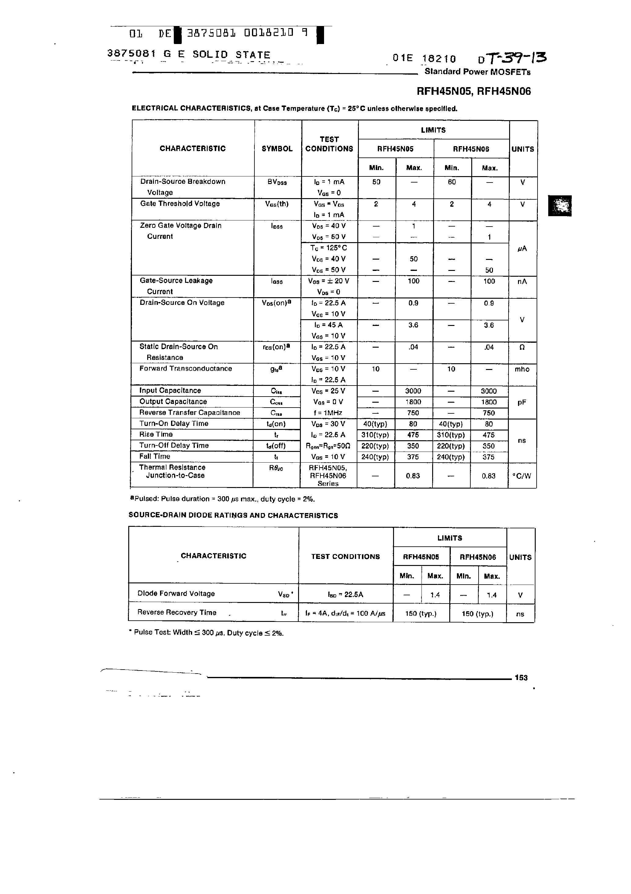 Datasheet RFH45N05 - (RFH45N05 / RFH45N06) POWER MOS FIELD EFFECT TRANSISTORS page 2