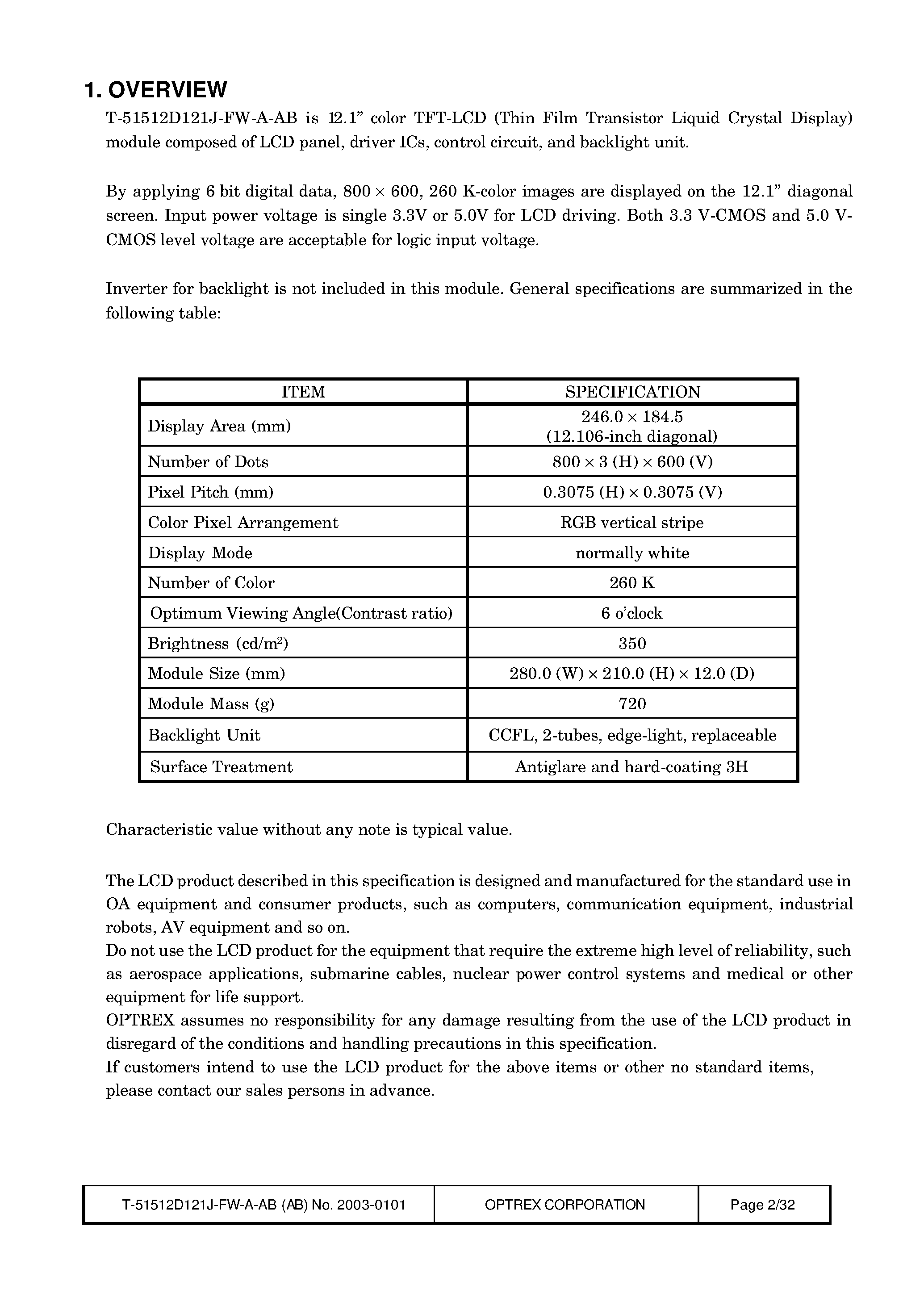 Datasheet T-51512D121J-FW_A_AB - LCD_Module page 2