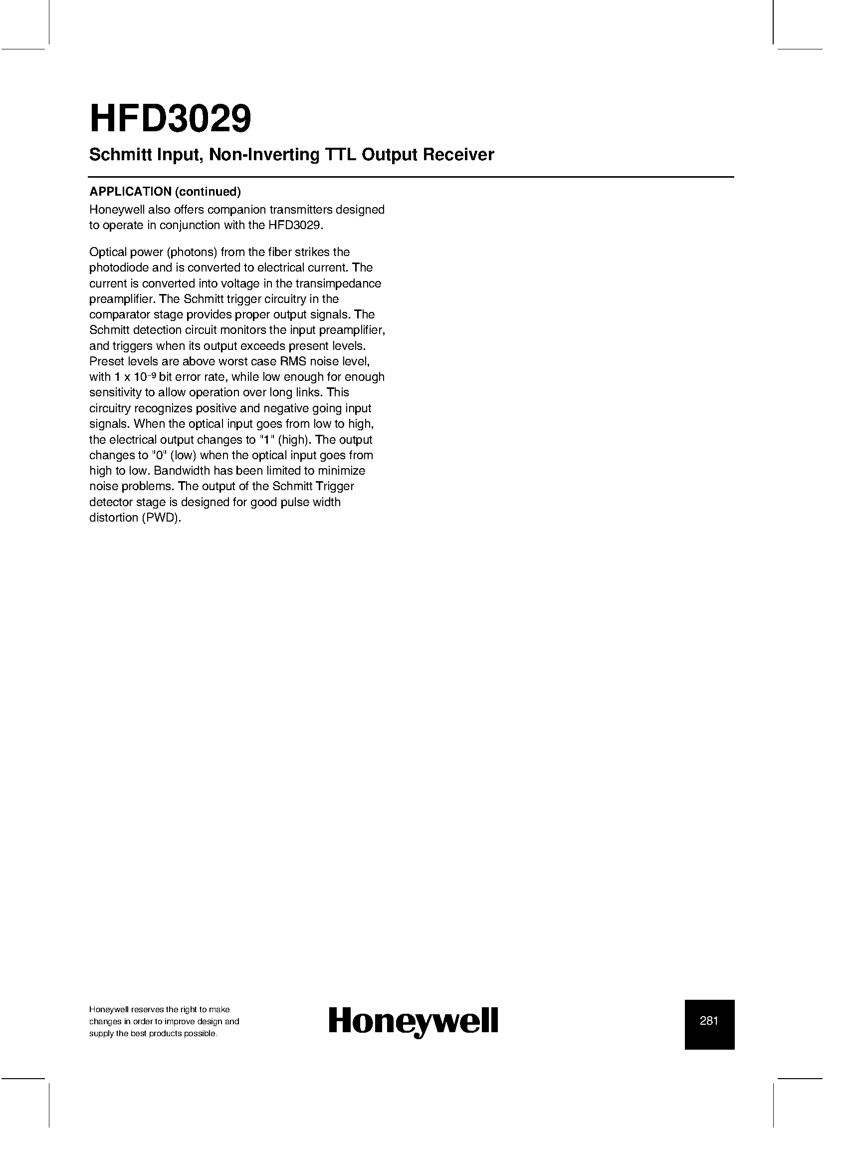 Datasheet HFD3029 - Schmitt Input / Non-Inverting TTL Output Receiver page 2