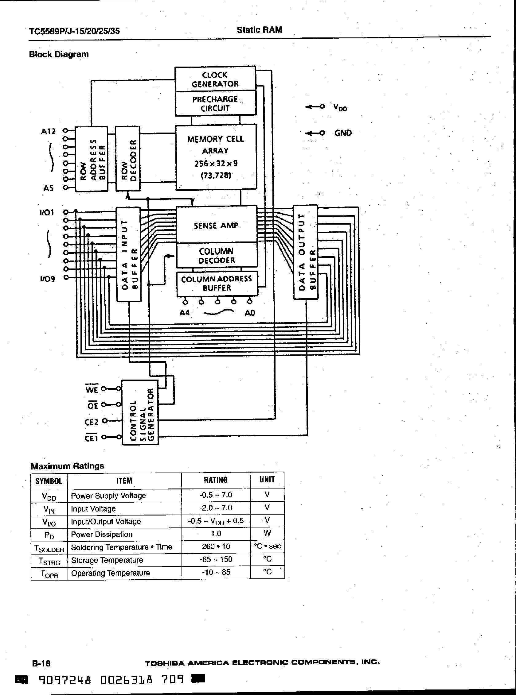 Даташит TC5589J - 8192 x 8-Bit CMOS Static RAM страница 2